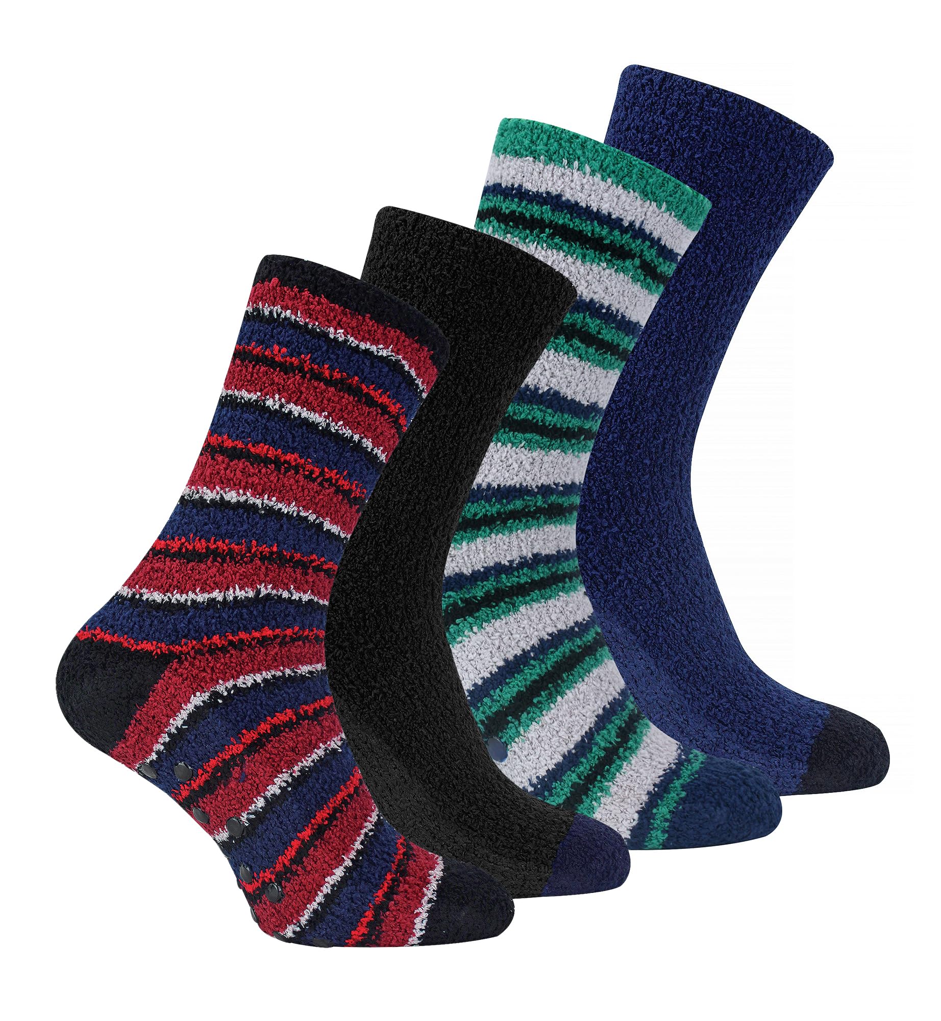 4 Pair Multipack Mens Bed Socks | Sock Snob | Thermal Anti Slip Indoor Fuzzy Cosy Fluffy Slipper Socks