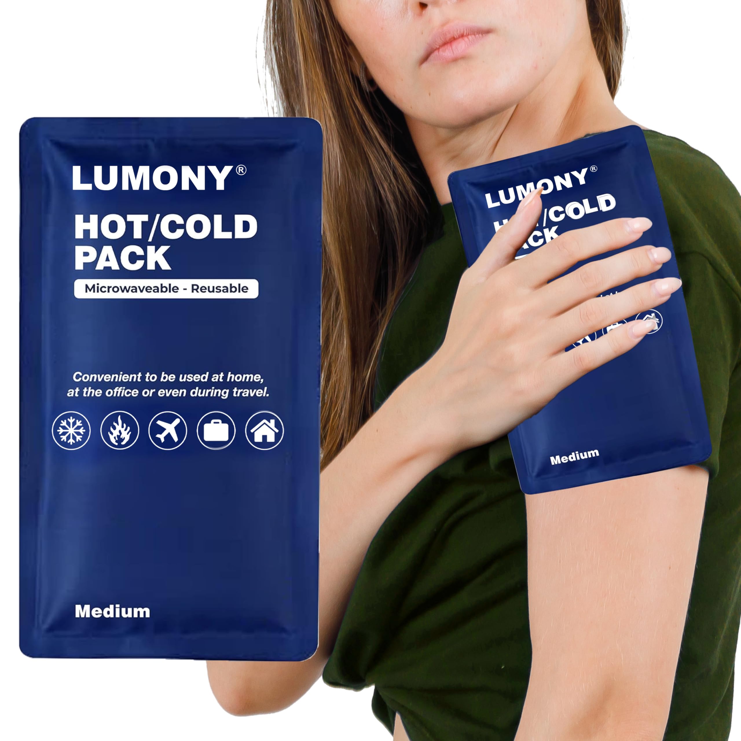 LUMONY® Pack Of 2 Reusable Hot and Cold Ice Pack for Pain Relief Soft and Flexible Gel for Injuries and Pain Relief | Cold Ice Gel Pack for Shoulders, Knee, Back, Neck, Medium - Image 8 thumbnail
