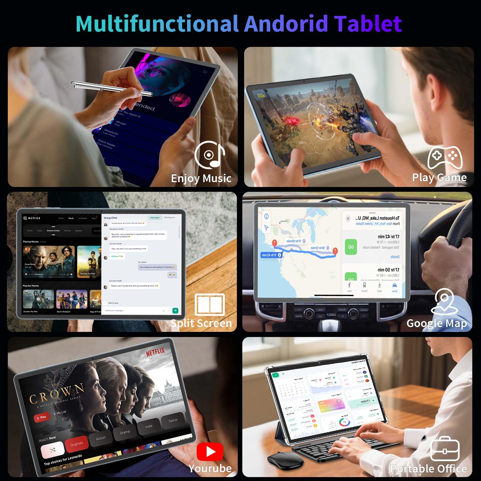 Android 15 Tablet, 2025 Upgraded 11 inch Android Tablets with Keyboard, 24GB+256GB+2TB Expand, Support Face Unlock+18W Fast Charging, Octa-Core CPU,Dual WiFi6, Dual Camera,8000mAh Battery, Green