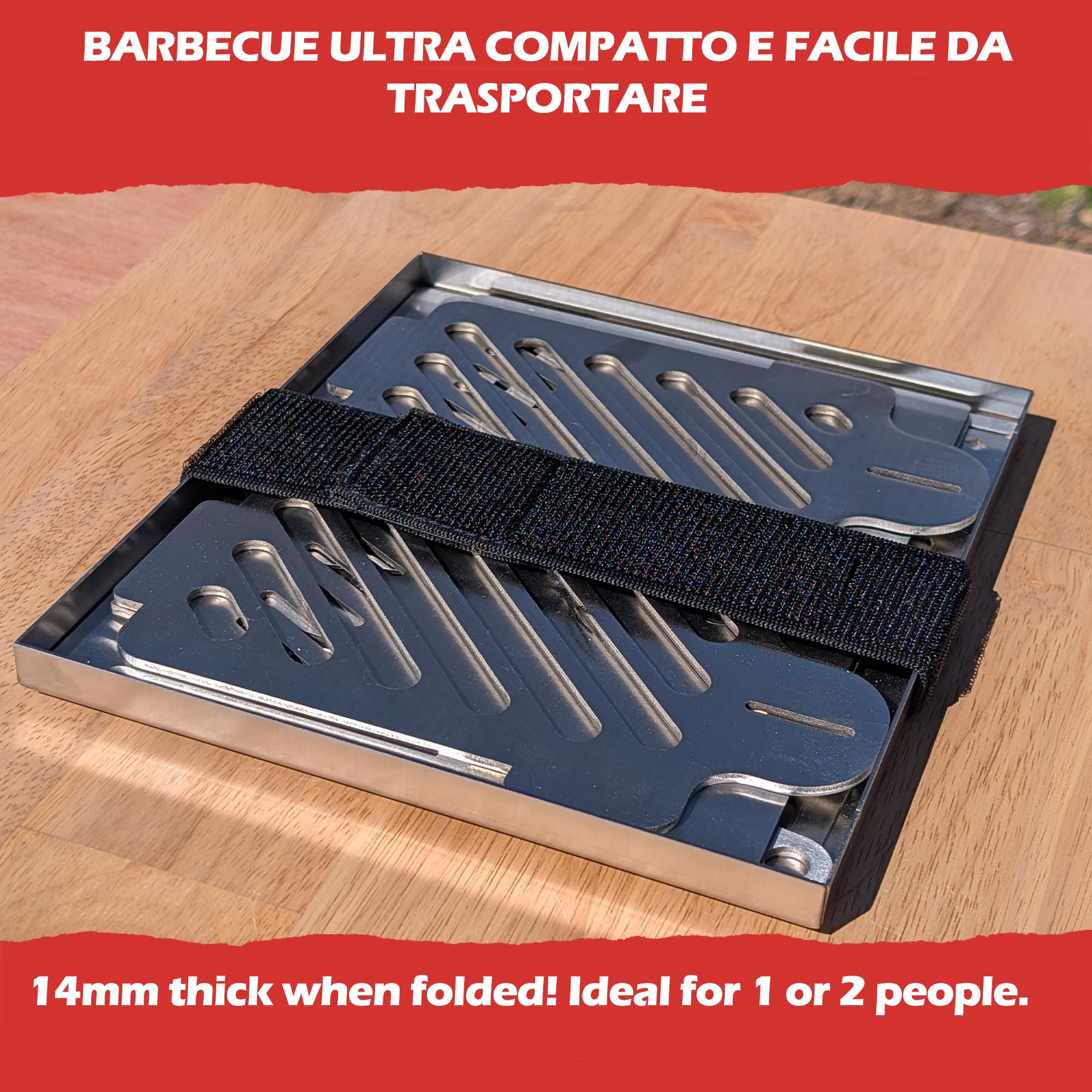 Barbecue portatile pieghevole in acciaio inossidabile – Barbecue da viaggio a carbonella ultra compatta – Smontabile, per campeggio, escursionismo, Van Life – Piccola barbecue in acciaio