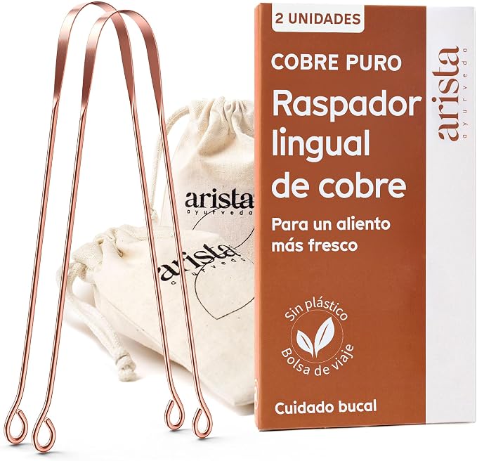 Raspador de lengua de cobre Arista pack de 2 para higiene bucal y mal aliento