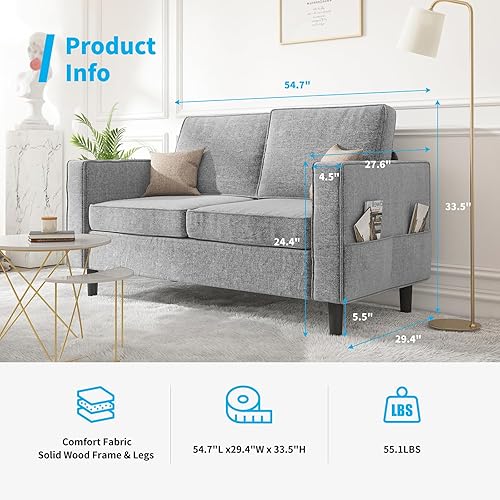 Miniatura 29 de Mjkone Sillón, silla decorativa con bolsillos de almacenamiento, moderna silla individual para sala de estar, apartamento, espacios pequeños,