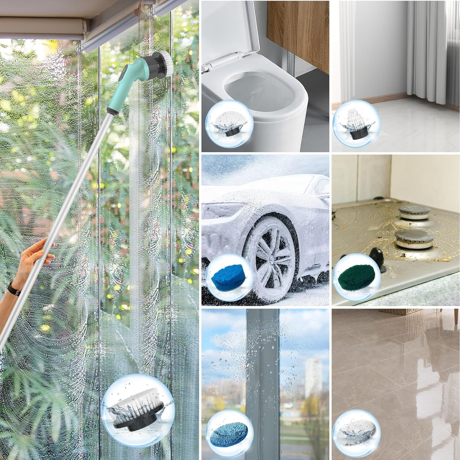 Electric Spin Scrubber, Shower Cleaner Brush 0623