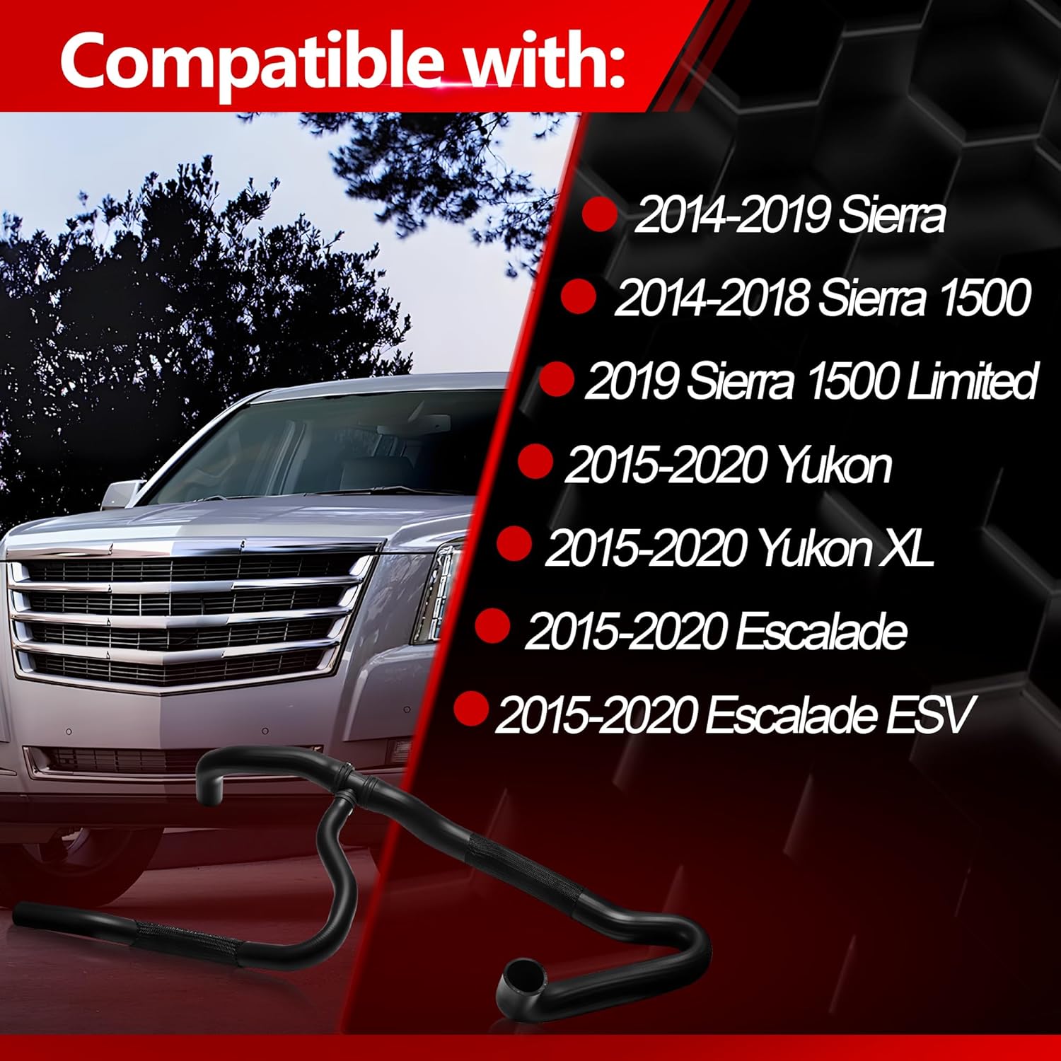 Radiator Coolant Outlet Hose Fits for 2014-2020 Chevy Silverado Cheyenne Suburban Tahoe GMC Sierra 1500 Yukon Yukon XL Cadillac Escalade Replaces 84919469 23126444 27171X 24338