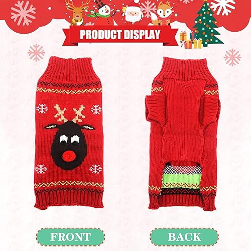 Miniatura 5 de Suéter de Navidad para perro, ropa fea de Navidad para cachorros, disfraz de gato de punto cálido, ropa para mascotas de renos pequeños, medianos y