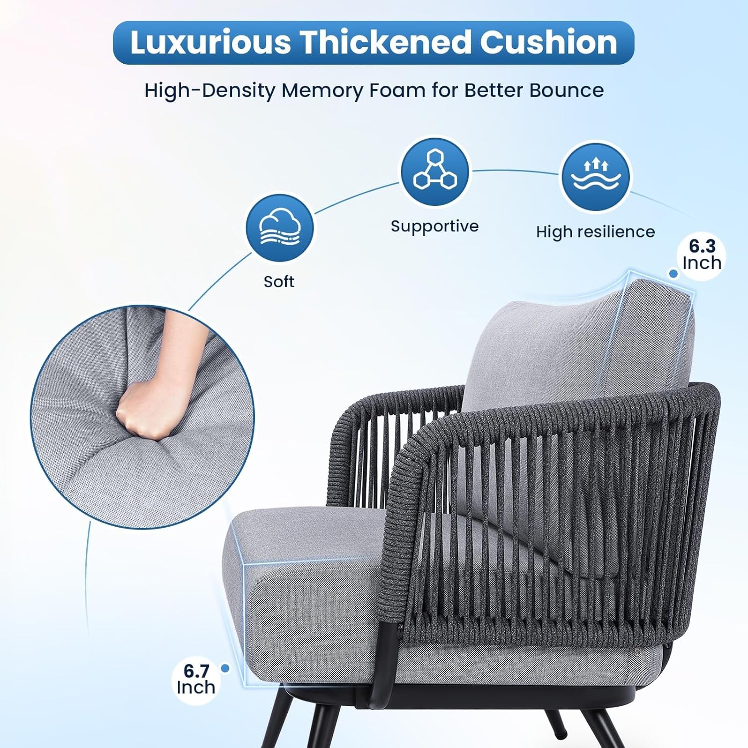 Outdoor Patio Furniture Set 5-Piece 4-Seat Sofa with Coffee Table Waterproof Thick Cushion All Weather Couch Patio Conversation Sets for Backyard Porch Balcony Poolside