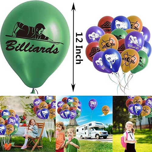 Miniatura 2 de Globos de látex de billar, 50 unidades, bola de billar, deportes, fiesta de cumpleaños, suministros de decoración de fiesta temática de billar
