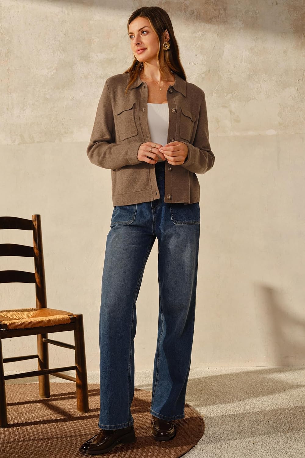 Arach&Cloz Women's Wool Blend Spring Fashion Button Down Cropped Cardigan Sweaters 2026 - Image 5