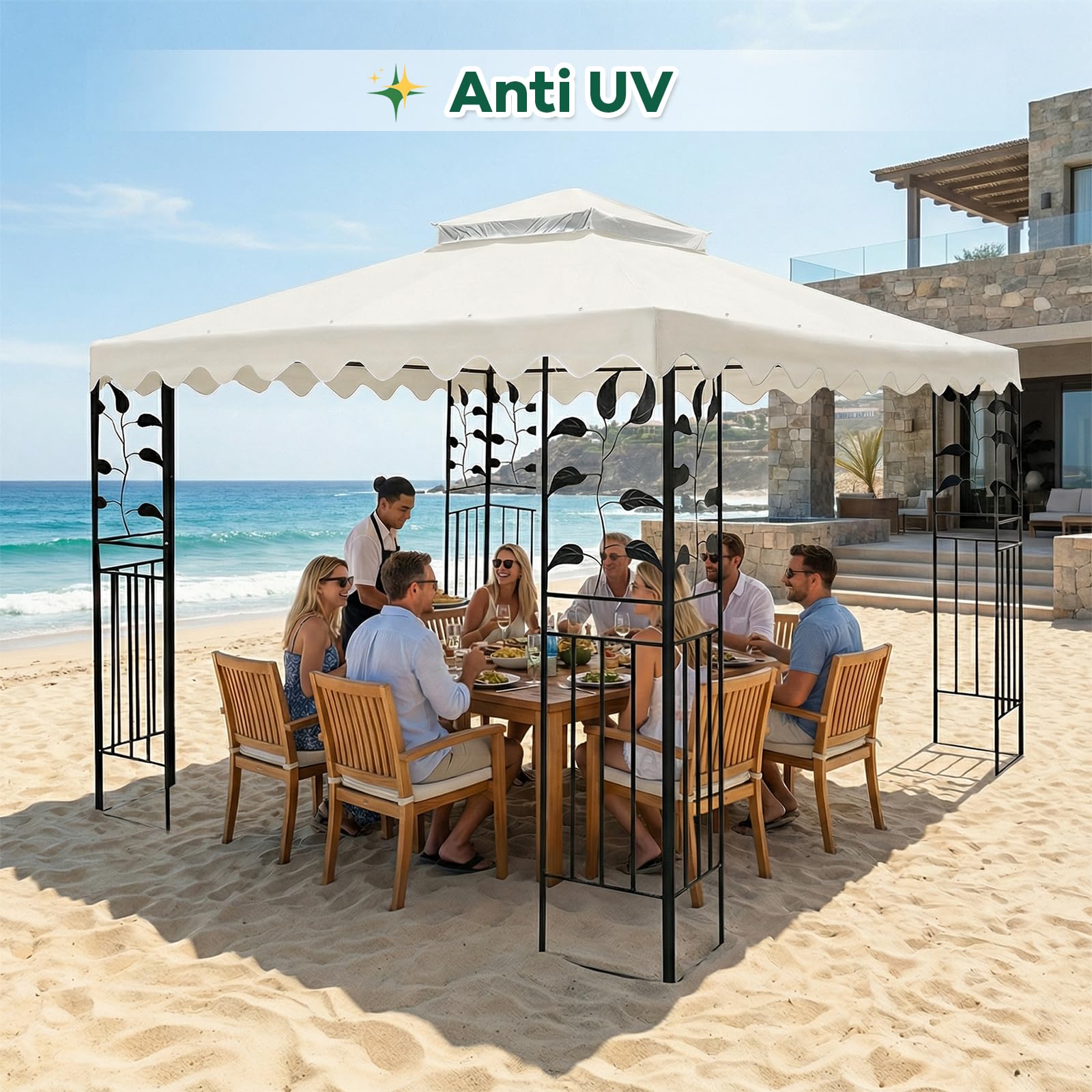 Tetto di ricambio per gazebo, 3 x 3 metri, impermeabile, 300 g/m² rinforzato, tetto di riserva, doppio strato con protezione UV e ventilazione, adatto per molti gazebo da barbecue e da giardino