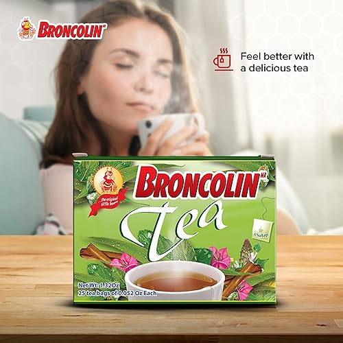 Miniatura 6 de Broncolin Té, remedio natural, té de hierbas hecho con extractos de plantas, ayuda a calmar la garganta irritada, paquete de 4 de 25 bolsas de té, 4