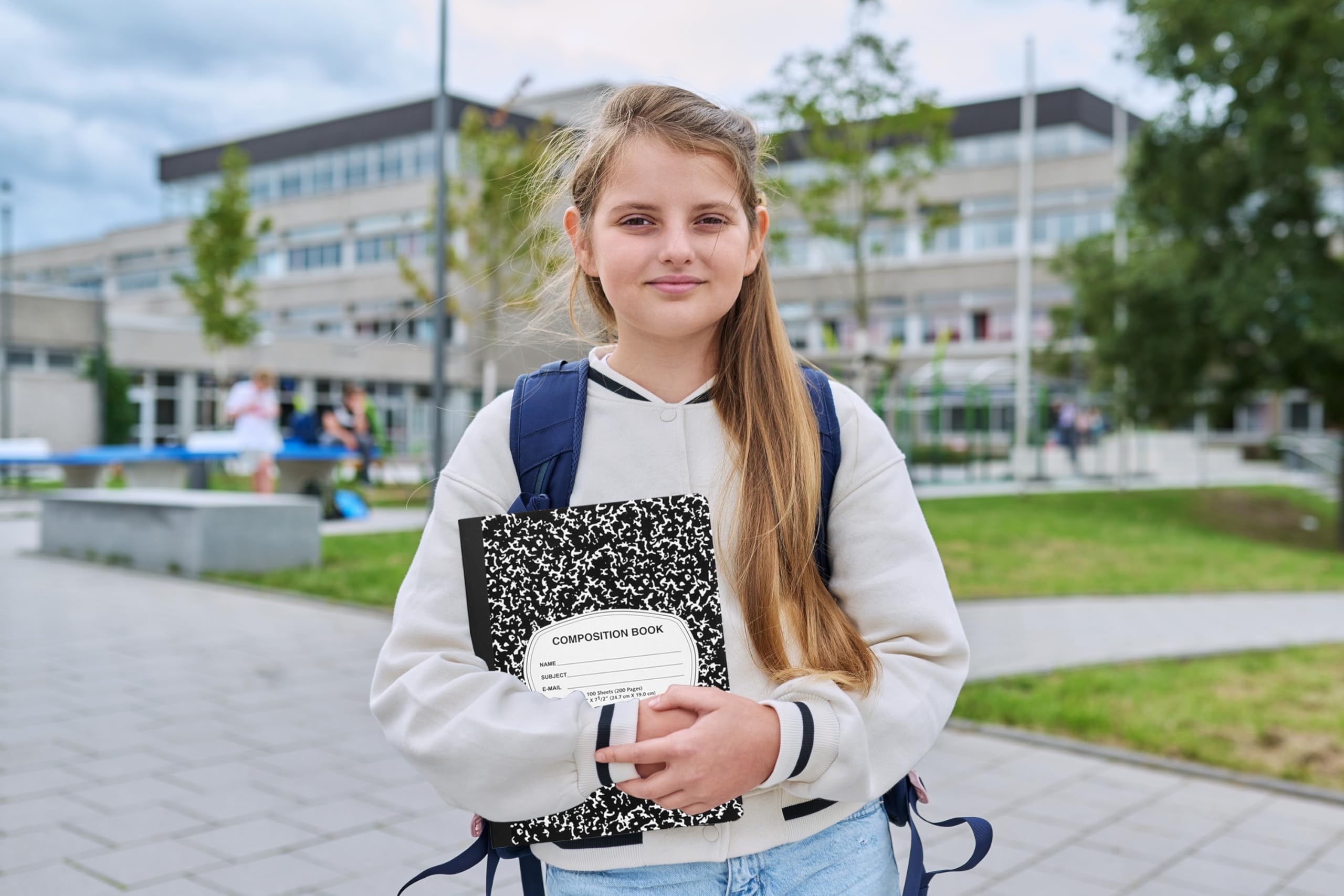 EPI Marmurowy notatnik w twardej okładce, szeroka kompozycja w linie, 200 stron (100 arkuszy), 9,7 x 7,5 cala, solidne zszyte, szkoła, biuro, pamiętnik, notatki - 3 szt