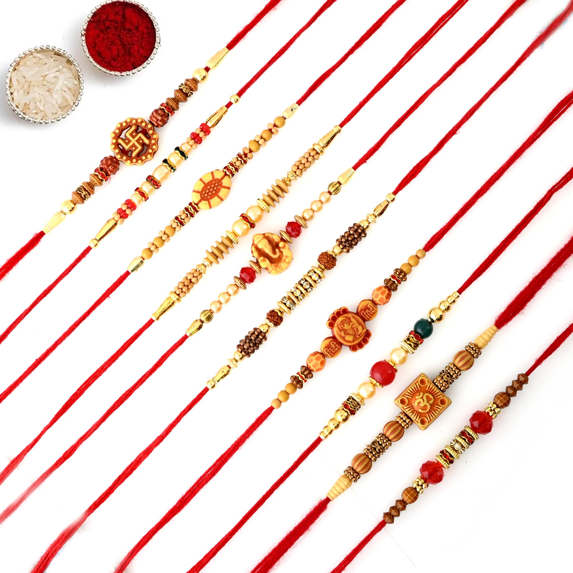 DreamicaSet of 10 Rakhi with Greeting Card and Tilak Set Combo | Best Rakhi for Brother