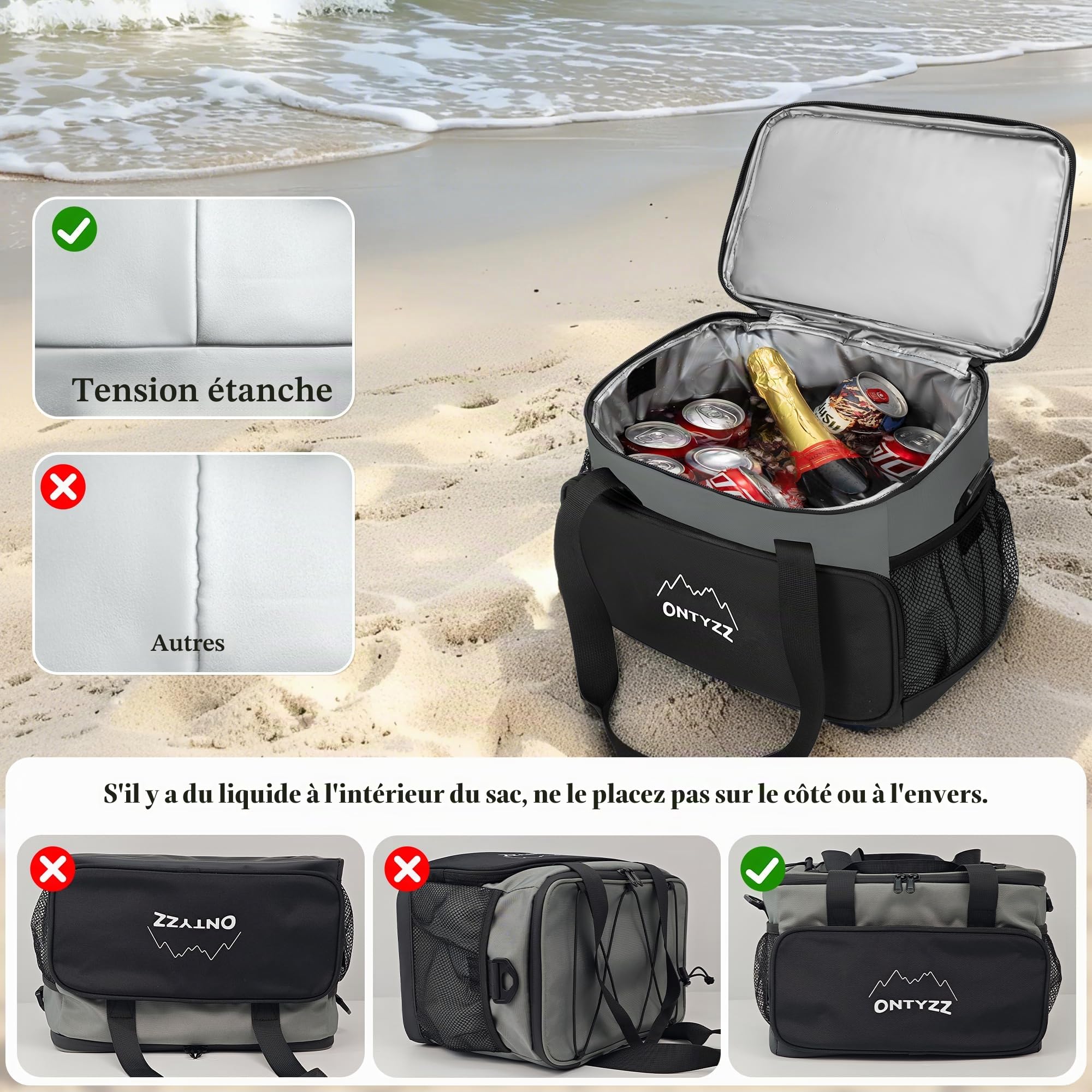 Sac Isotherme Repas 16L+5L Sacs Isothermes Ensemble Etanche Glaciere Souple avec Fermeture Eclair Etanche pour Pique-nique Camping Plage Voyage