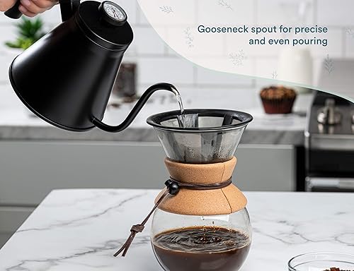 Miniatura 9 de Kook Hervidor de cuello de cisne, estufa de hervidor, con termómetro, tetera, para verter sobre café y té, medidor de temperatura, eléctrico,