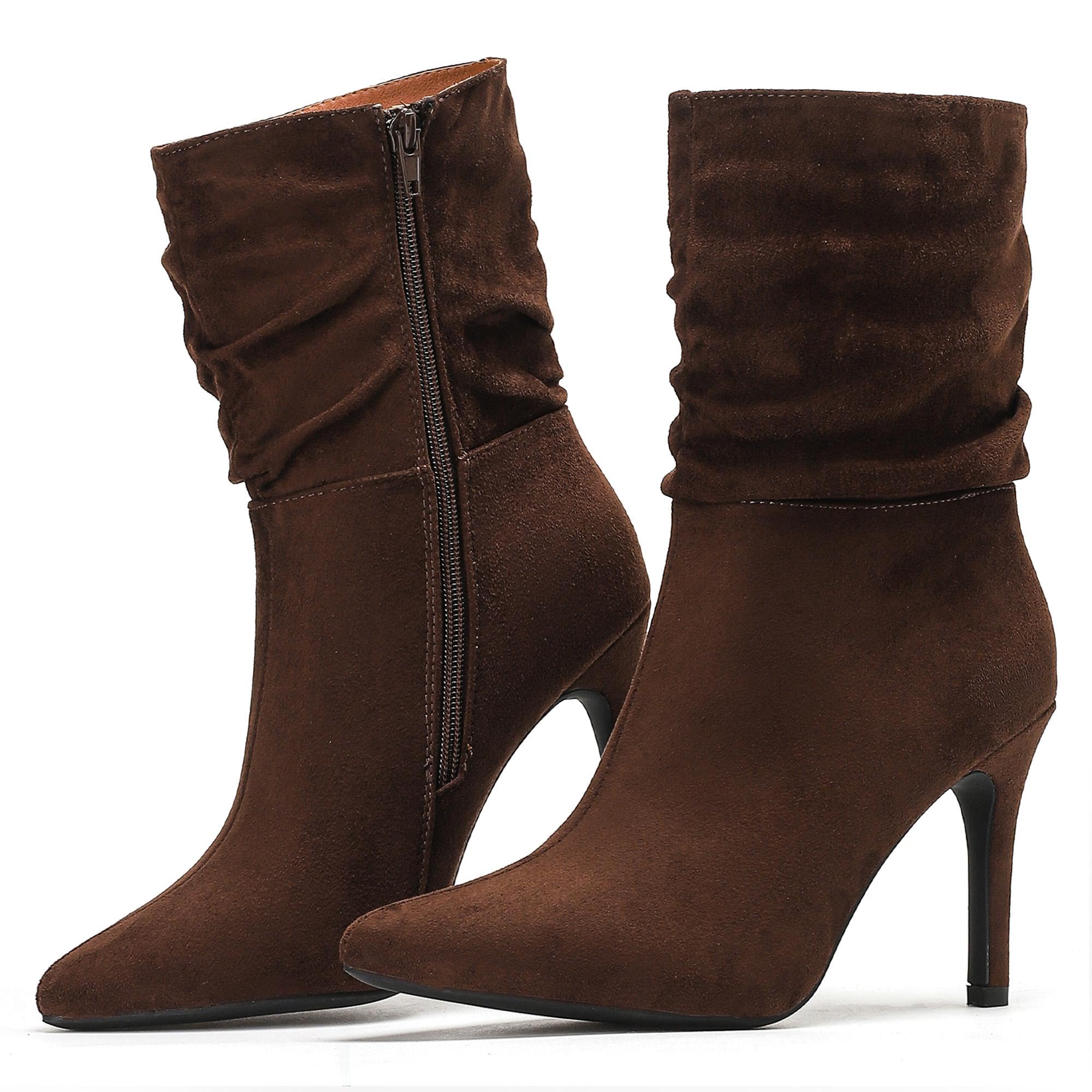 Putu Womens Stiletto High Heel Boots Slouchy Ankle Boots Sexy Dress Boots