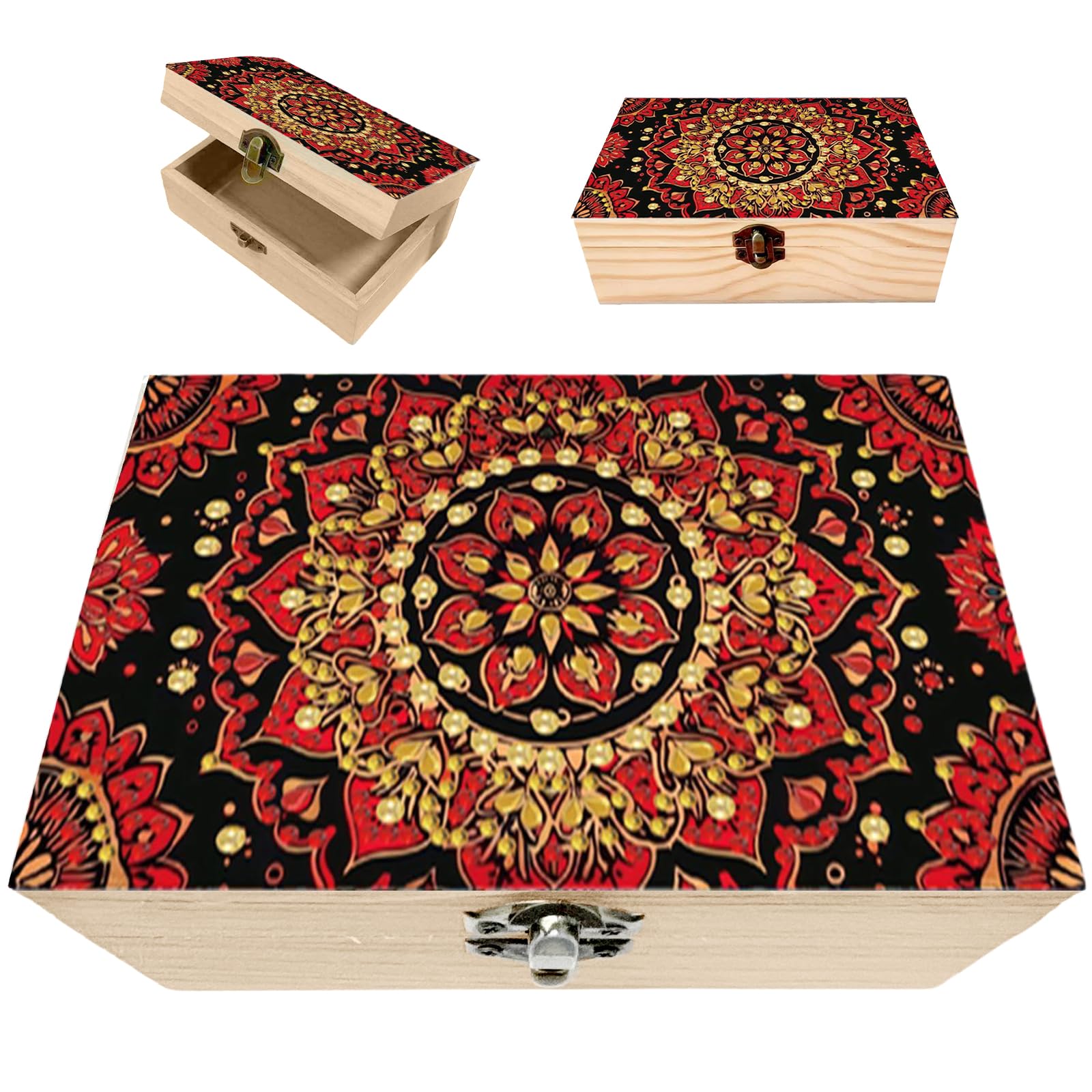 DIY Diamond Art Jewelry Box,Wooden Storage Box Diamond Dots Decorative Diamonds Art Flip Cover Jewelry Case Crystal Mosaic Arts Crafts for Kids, Girls Birthday Presents Age 6-12