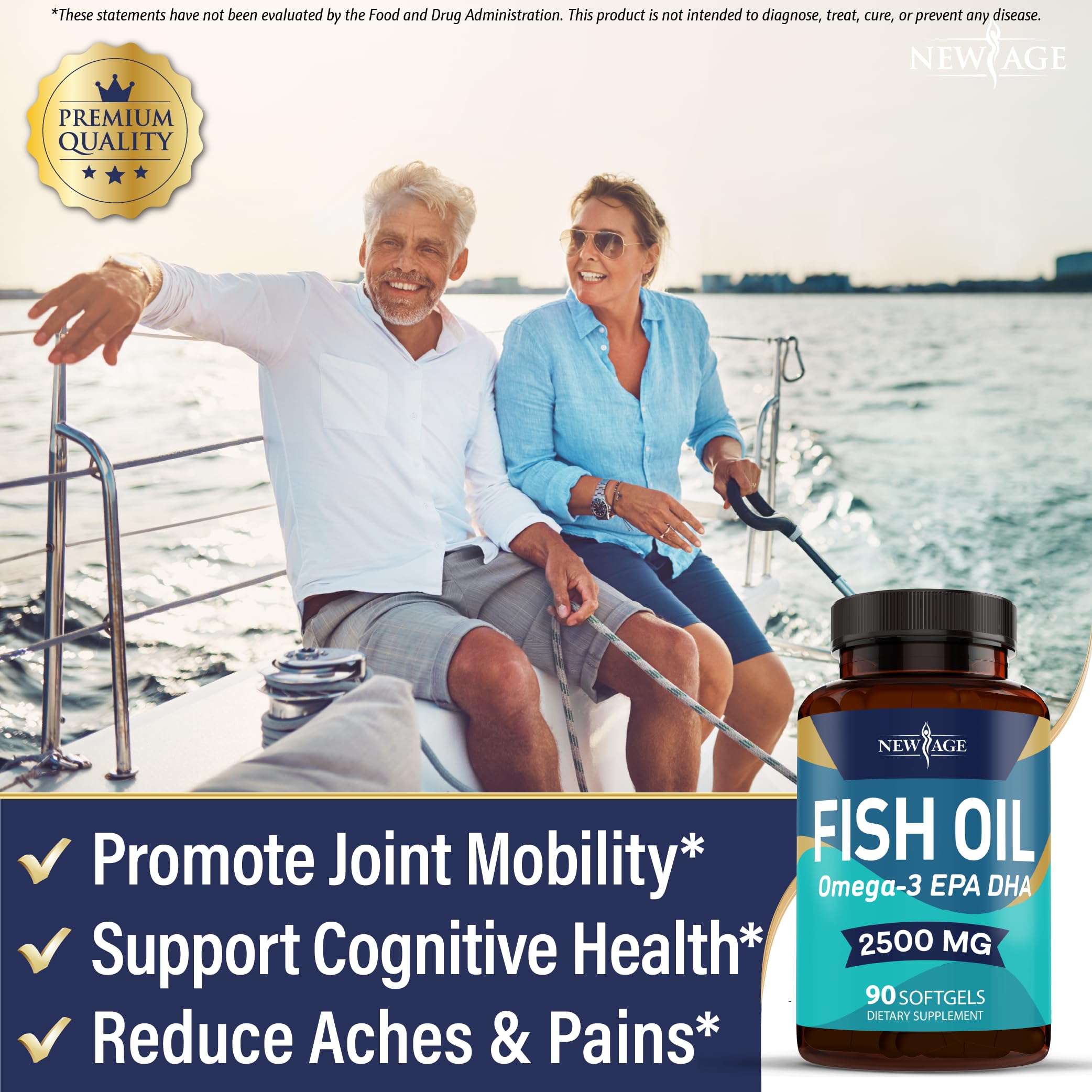 NEW AGE Omega 3 Fish Oil 2500mg Supplement Non GMO - EPA, DHA Fatty Acids Gluten Free (180 Softgels (Pack of 2)) — Amazon image 5