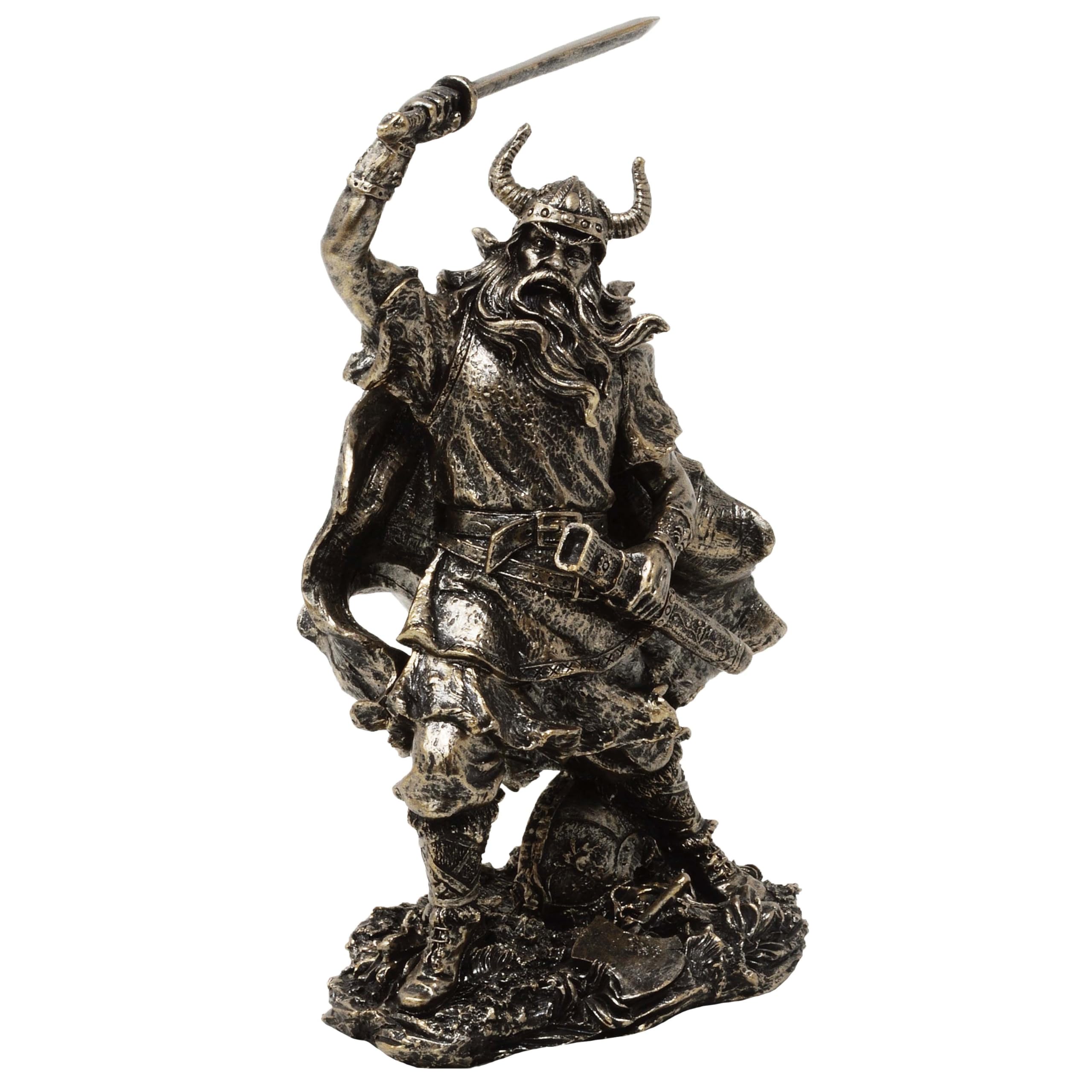 MystiCalls Figurine viking avec épée surélevée - Figurine Viking - Décoration de guerrier