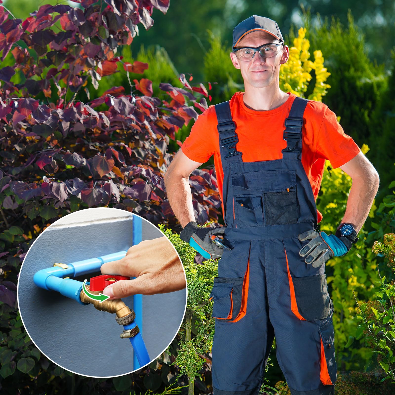 VIHOSE Paquete de 10 baberos de manguera macho de 1/2 pulgada MIP x 3/4 pulgadas MHT, válvula de cierre de latón de 1/4 de vuelta, grifo de manguera de agua resistente para manguera de jardín y patio