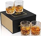 KANARS Old Fashioned Whiskey Glasses with Luxury Box - 10 Oz Rocks Barware For Scotch, Bourbon, Liquor and Cocktail Drinks - Set of 4 - Men Gift