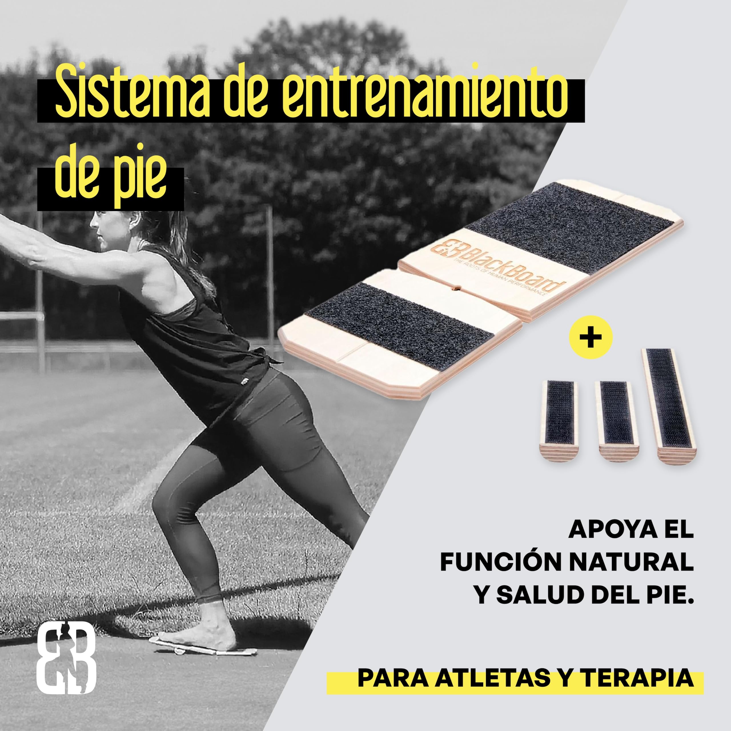 BlackBoard® tabla de entrenamiento para el pie I Fortalecimiento y estabilización eficaz | Entrenamiento del eje de la pierna para la prevención de dolores articulares | Fisioterapia – Made in Germany