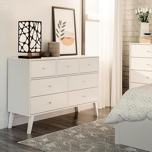 Miniatura 2 de Prepac Milo Mid-Century Modern 7 Drawer Double Dresser for Bedroom, Wide Chest of Drawers, Contemporary Bedroom Furniture, 16" D x 52.5" W x 33.75"