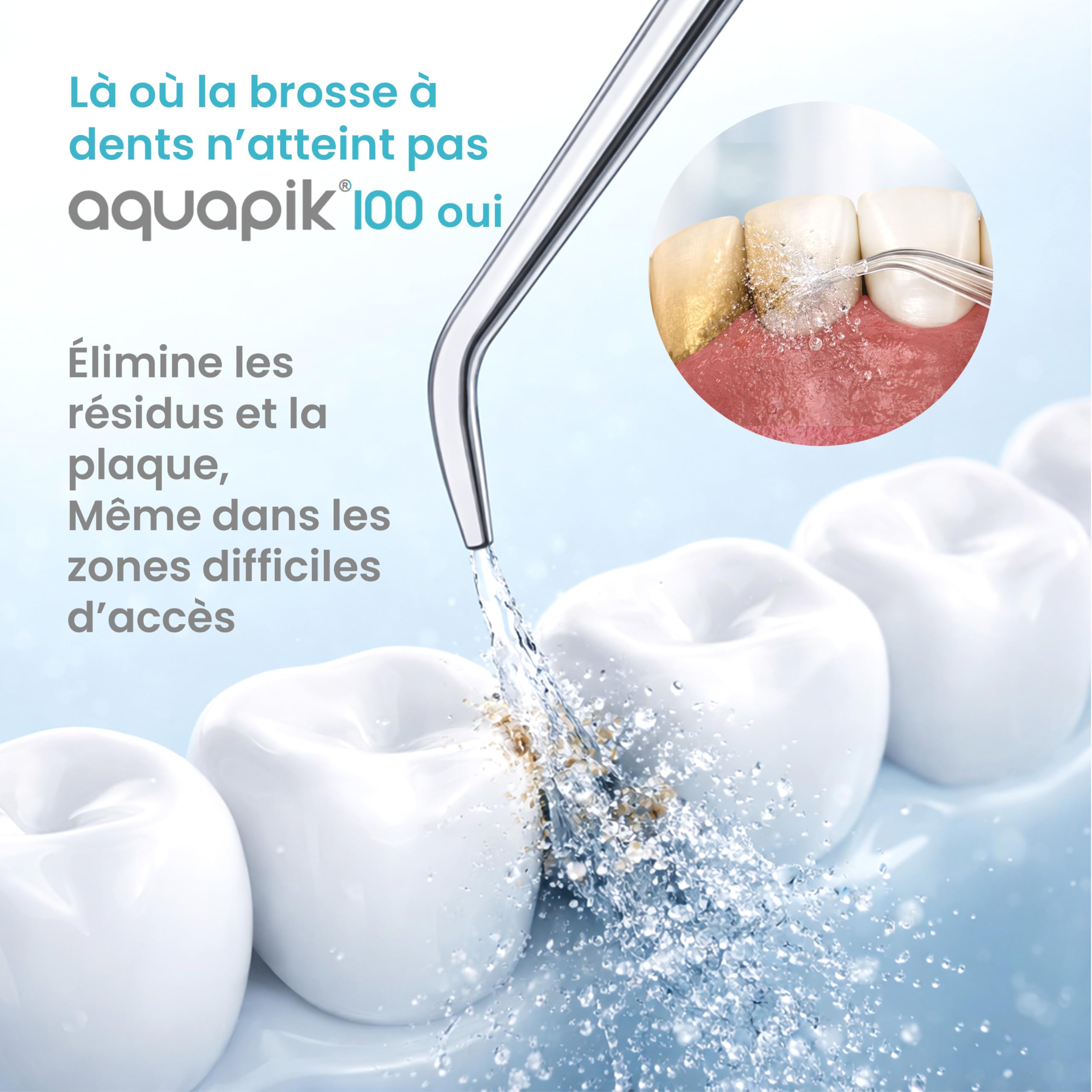 Aquapik100 Hydropulseur Dentaire Water Flosser 600 ml 10 Niveaux 8 Embouts.