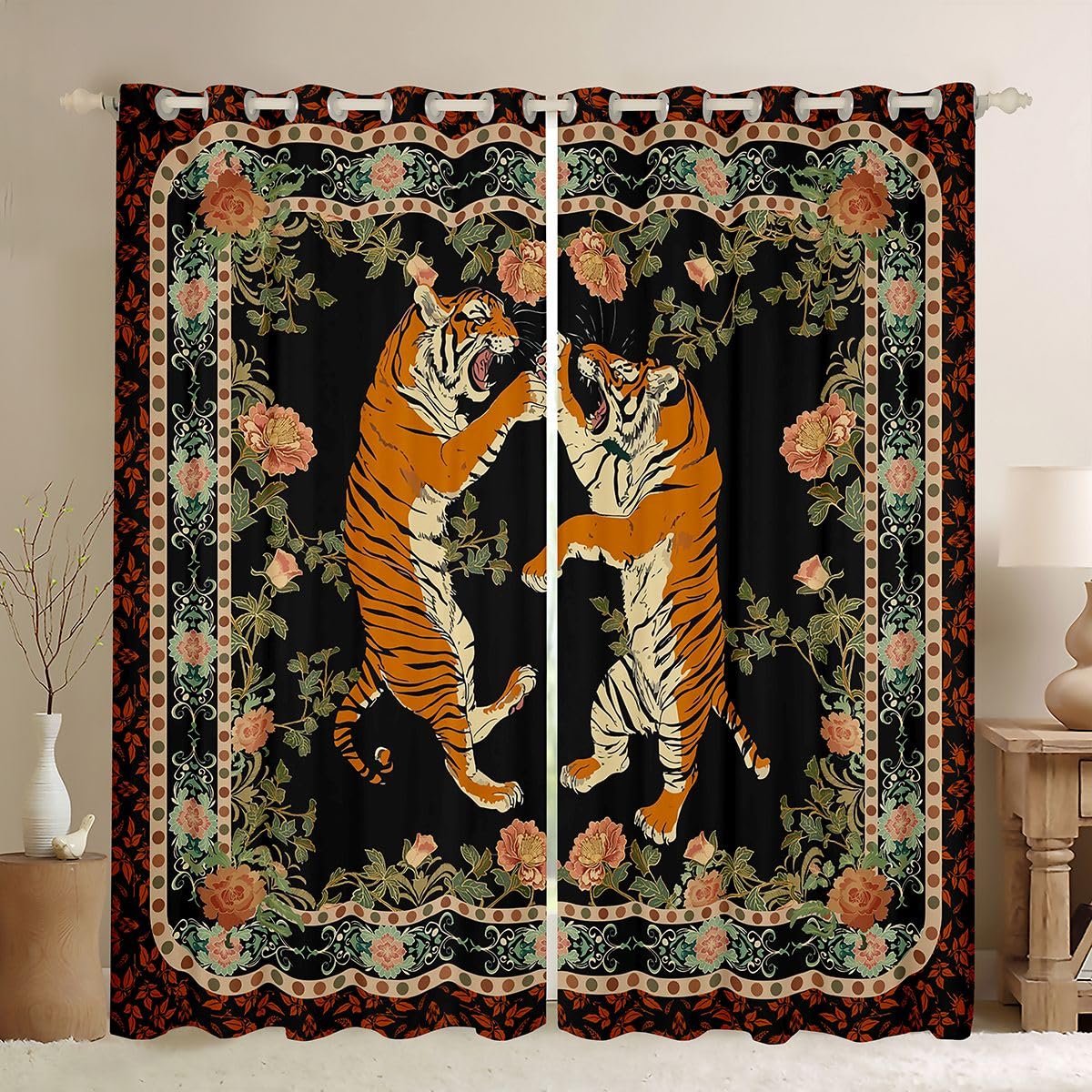 Rideaux voilage botanique jungle boho pour salon et chambre