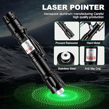 Green Laser Pointer, USB Rechargeable, Adjustable Focus | Portable green laser pointer for hiking, camping, astronomy and outdoor activities with convenient USB charging