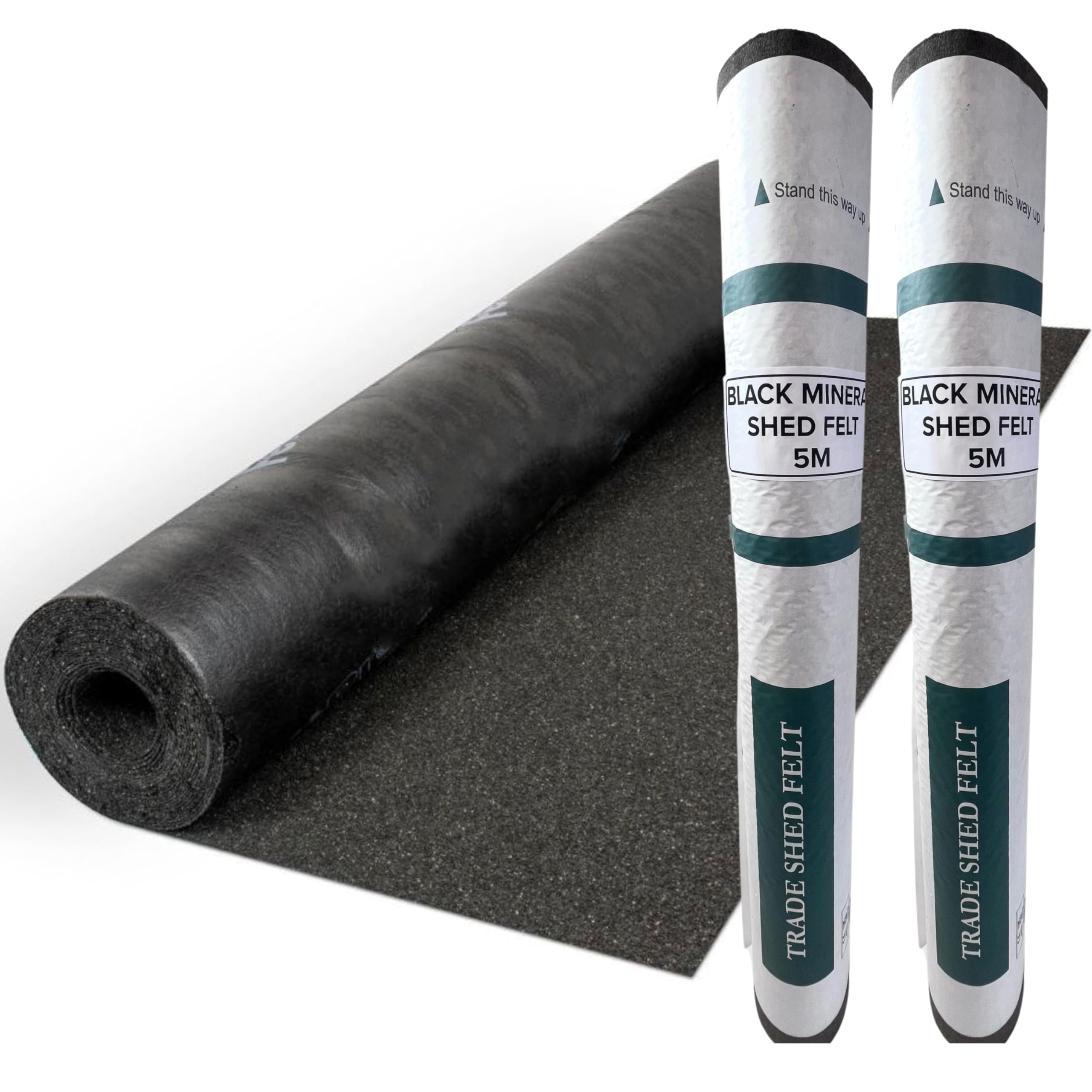 Novecrafto Black 2 Rolls Standard Grade Shed Roof Felt Mineral 16.4 X 3.2Ft (5M X 1M) - Durable, Long-Lasting Heavy-Duty Roofing Felt, Weatherproof Roof Covering For Summerhouses, Sheds, Kennels