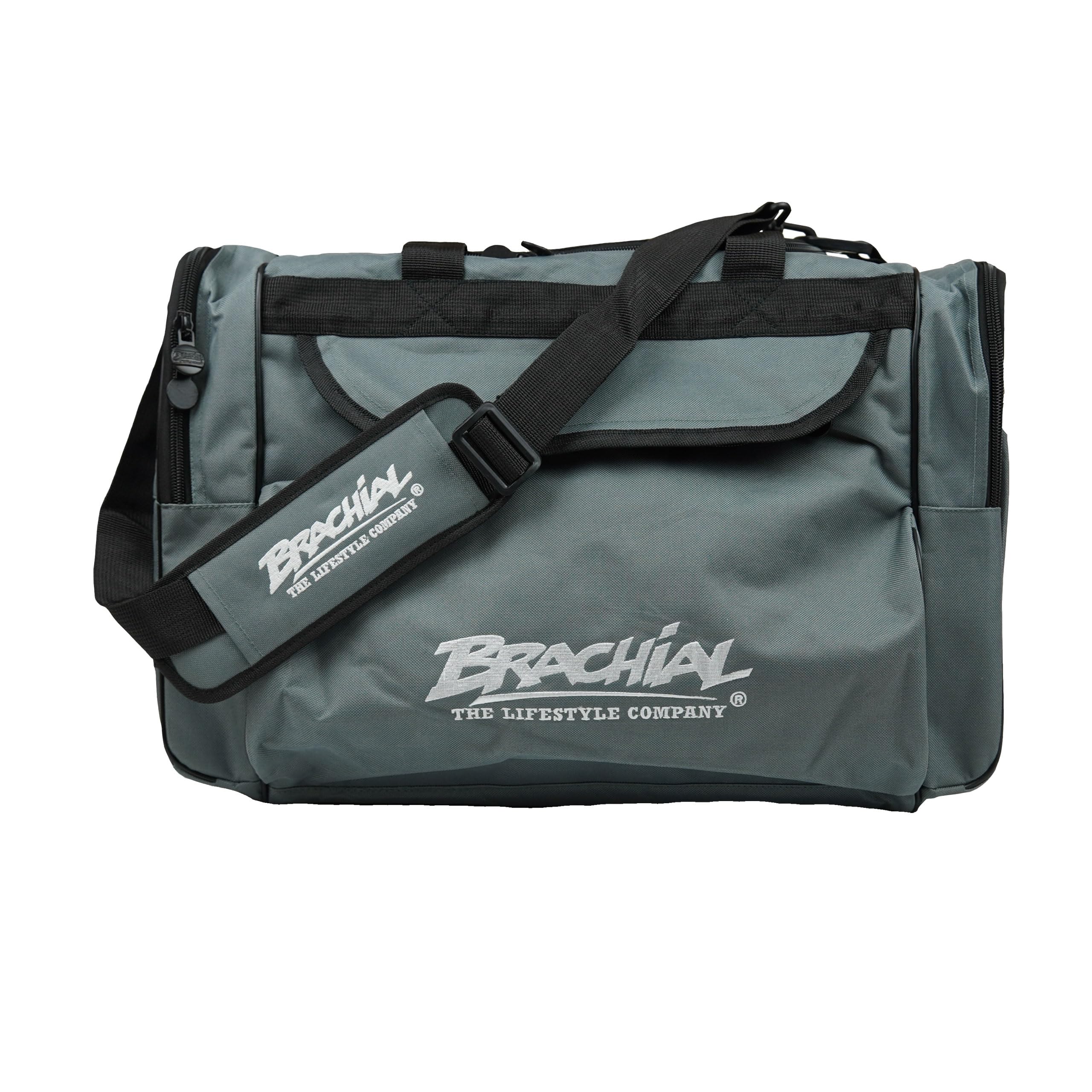 Brachial Premium Herren Sporttasche Heavy Grau Wasserabweisend mit Schuhfach und Trageriemen - Reisetasche Fitnessstudio