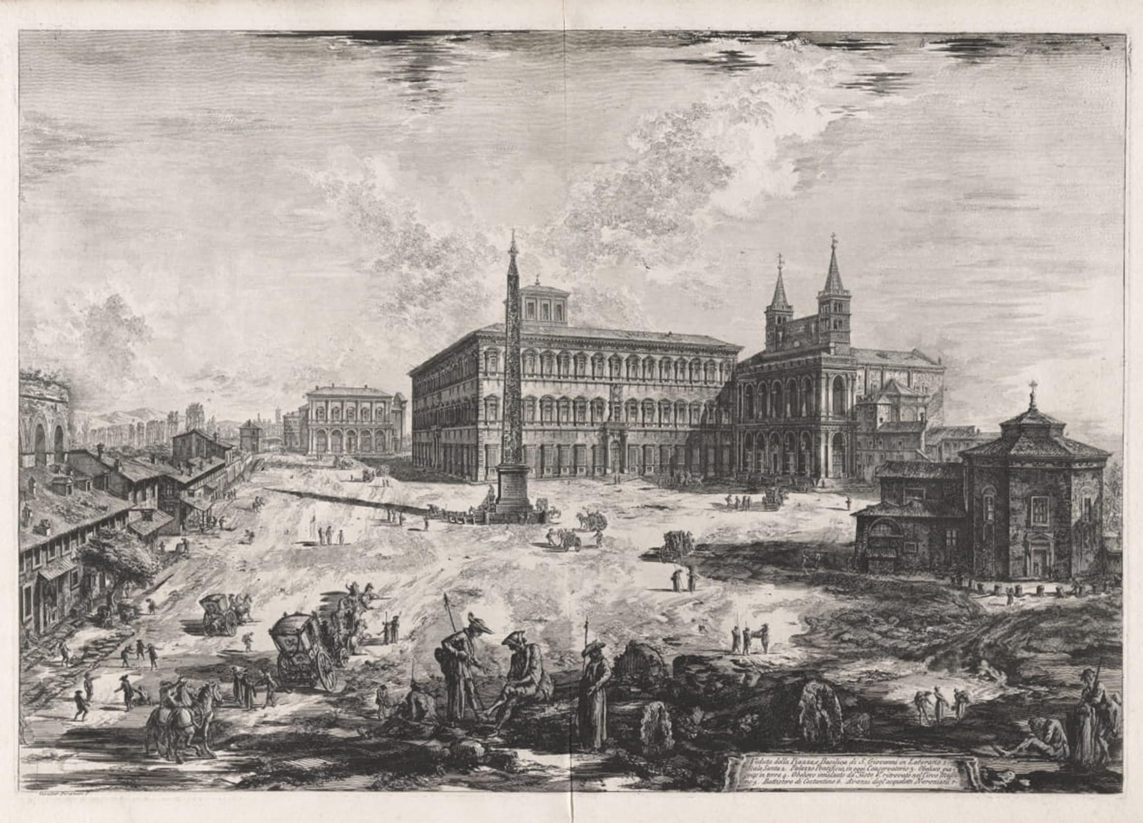SERENDIPITP Retro Picture Poster Wall Art Pictures Painting Vedutaa Piazza E Basilica Di in Laterano by Battista Piranesi Wall Art Canvas Print for Wall Decor 60x90cm