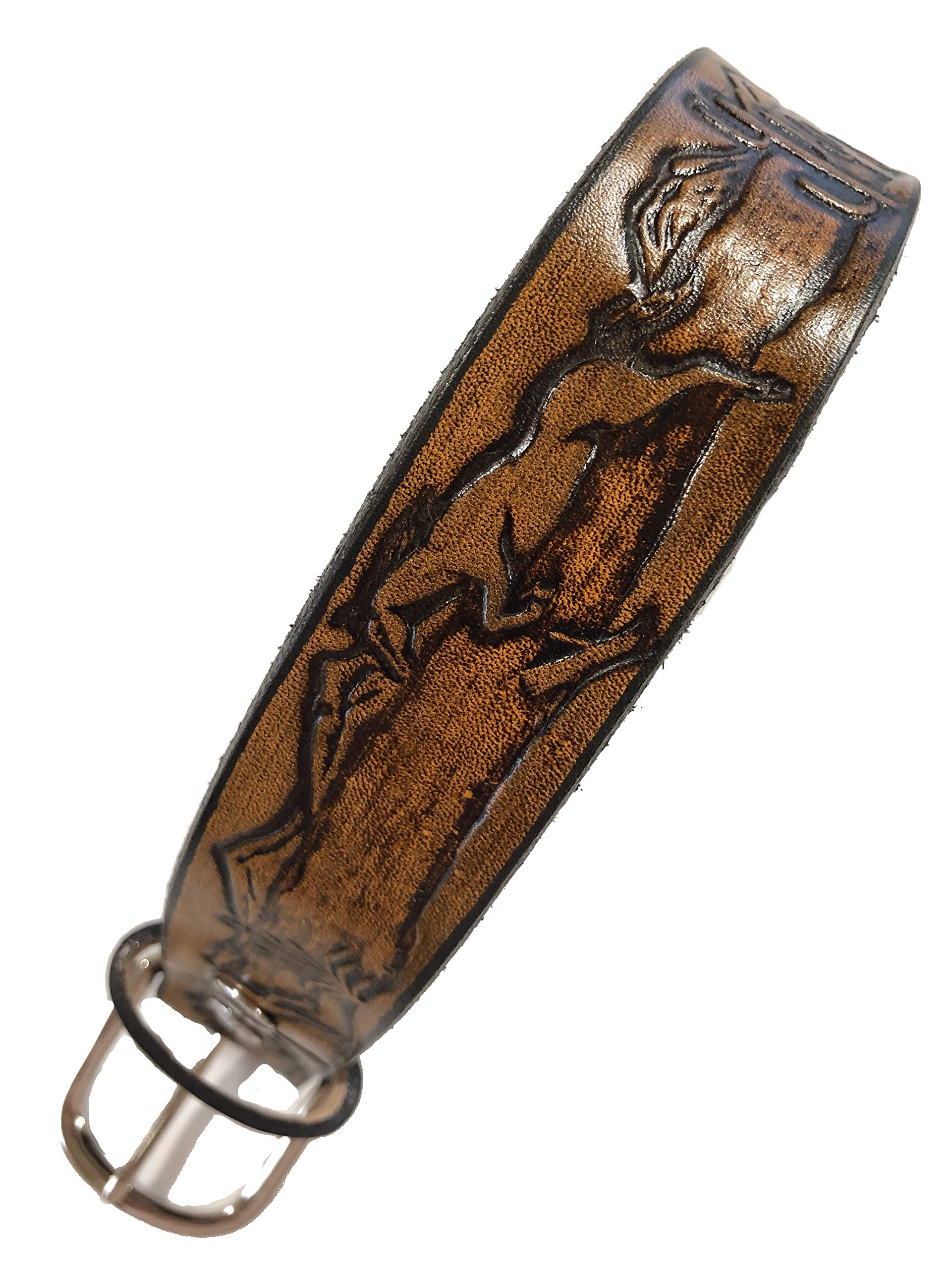 Bama Belts and LeathersWestern Leather Belt Horse Design Handmade Brown Size 30-52