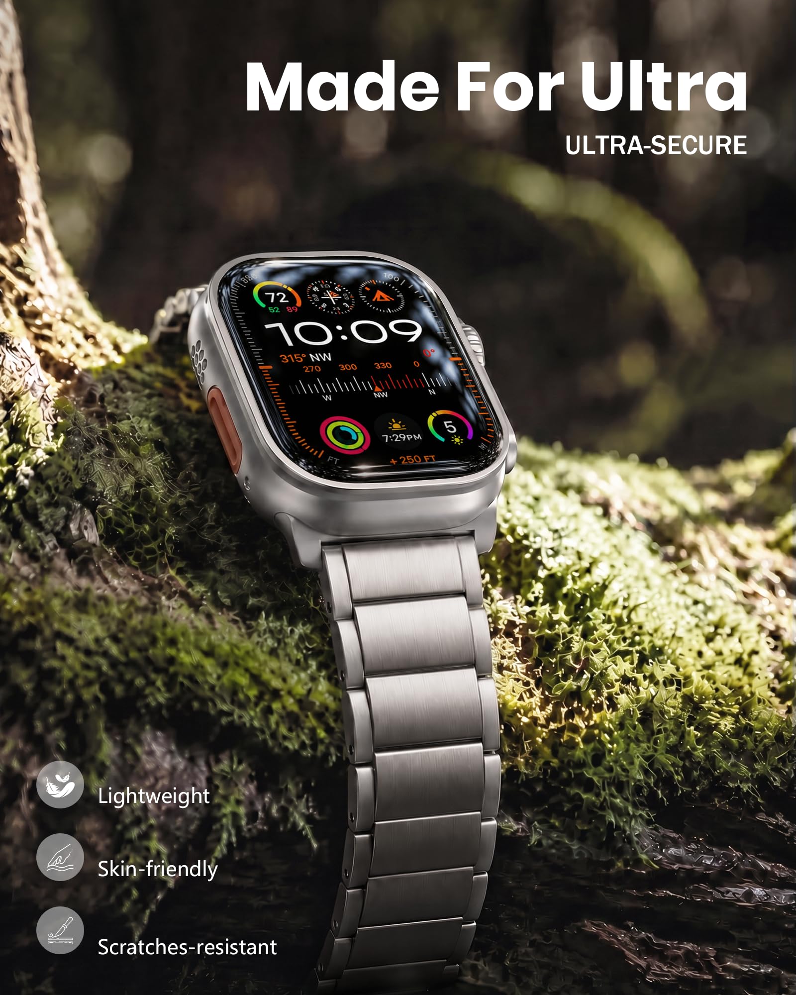 LULULOOK Titan Armband für Apple Watch Ultra 3/2/1 Armband 49mm, DLC Titanium Grad 2 Ersatzarmbänder für iWatch Serie SE3 11 10 9 8 7 SE 6 5 4 3 2 1 46mm 45mm 44mm 42mm(Serie 3 2 1)