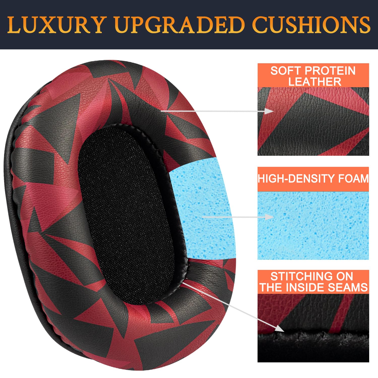 SOULWIT Earpads Replacement for Audio Technica ATH M50X M50XBT M50RD M40X M30X M20X MSR7 SX1 Monitor Headphones - Image 3