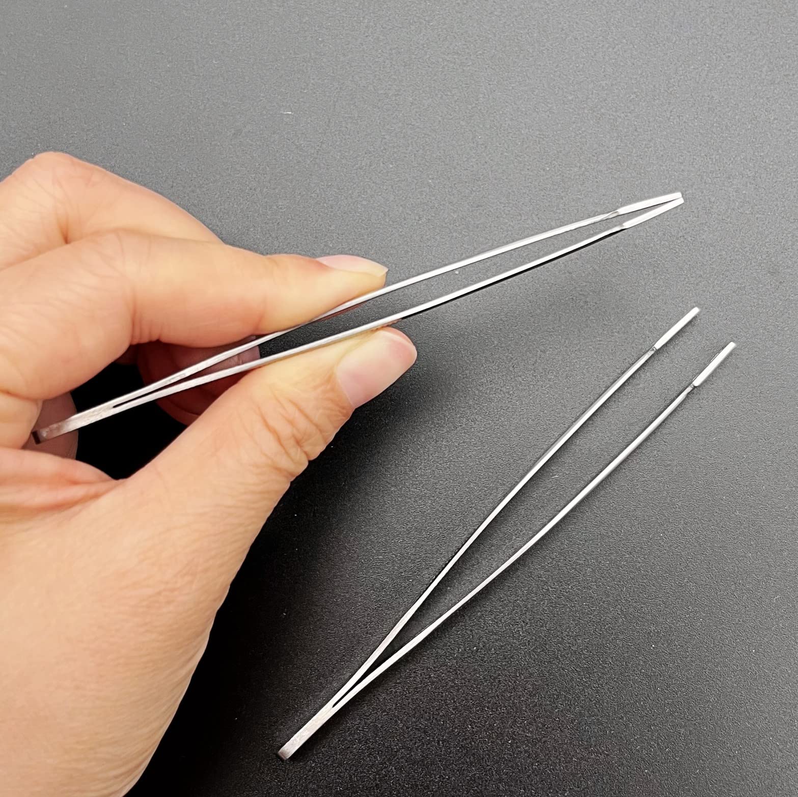 Pinzette Per Francobolli In Acciaio Inox - Testa Piatta, Impugnatura - Foto 9