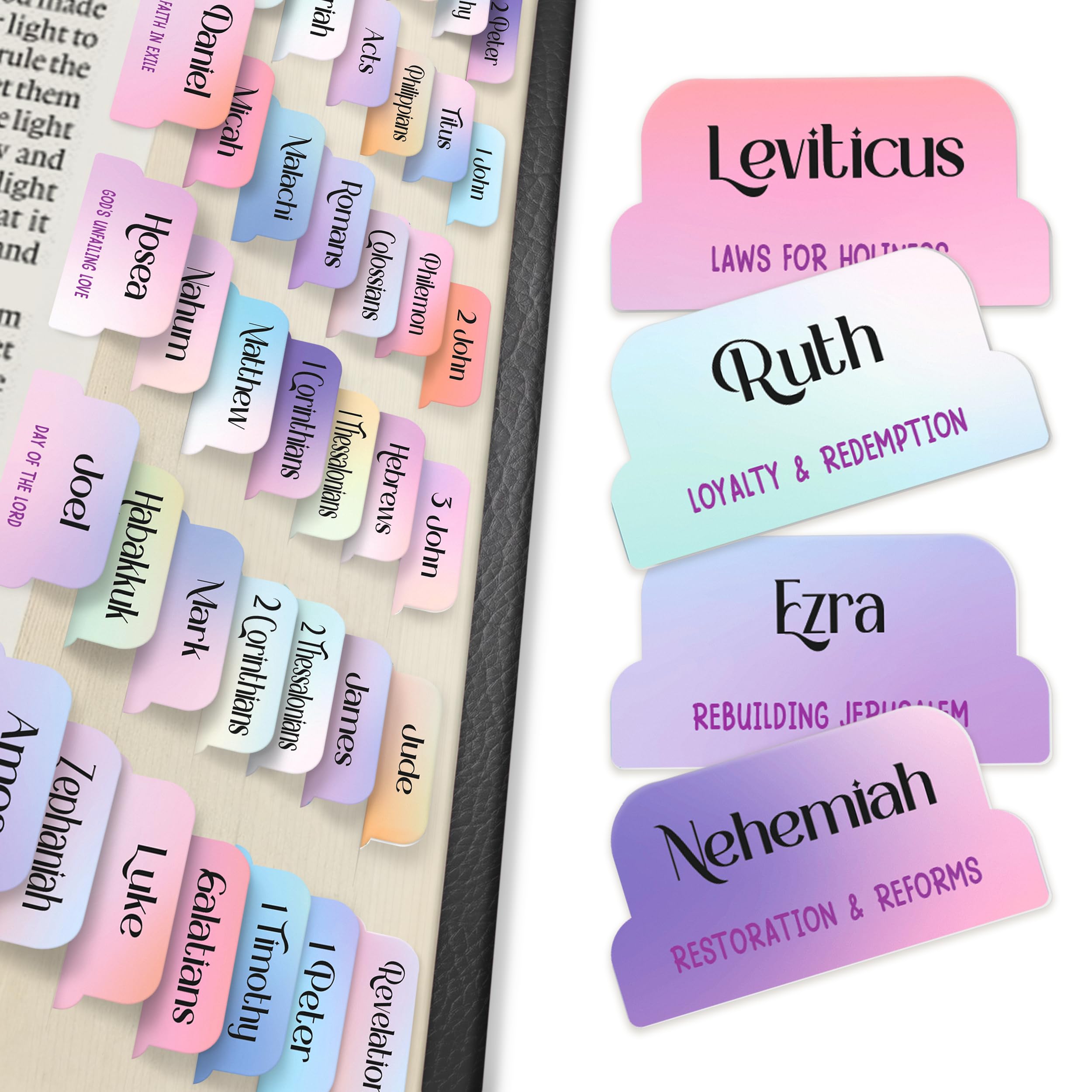 Only Zest 90 Christian Bible Tabs for Women, Teens & Kids - Rainbow — image 1