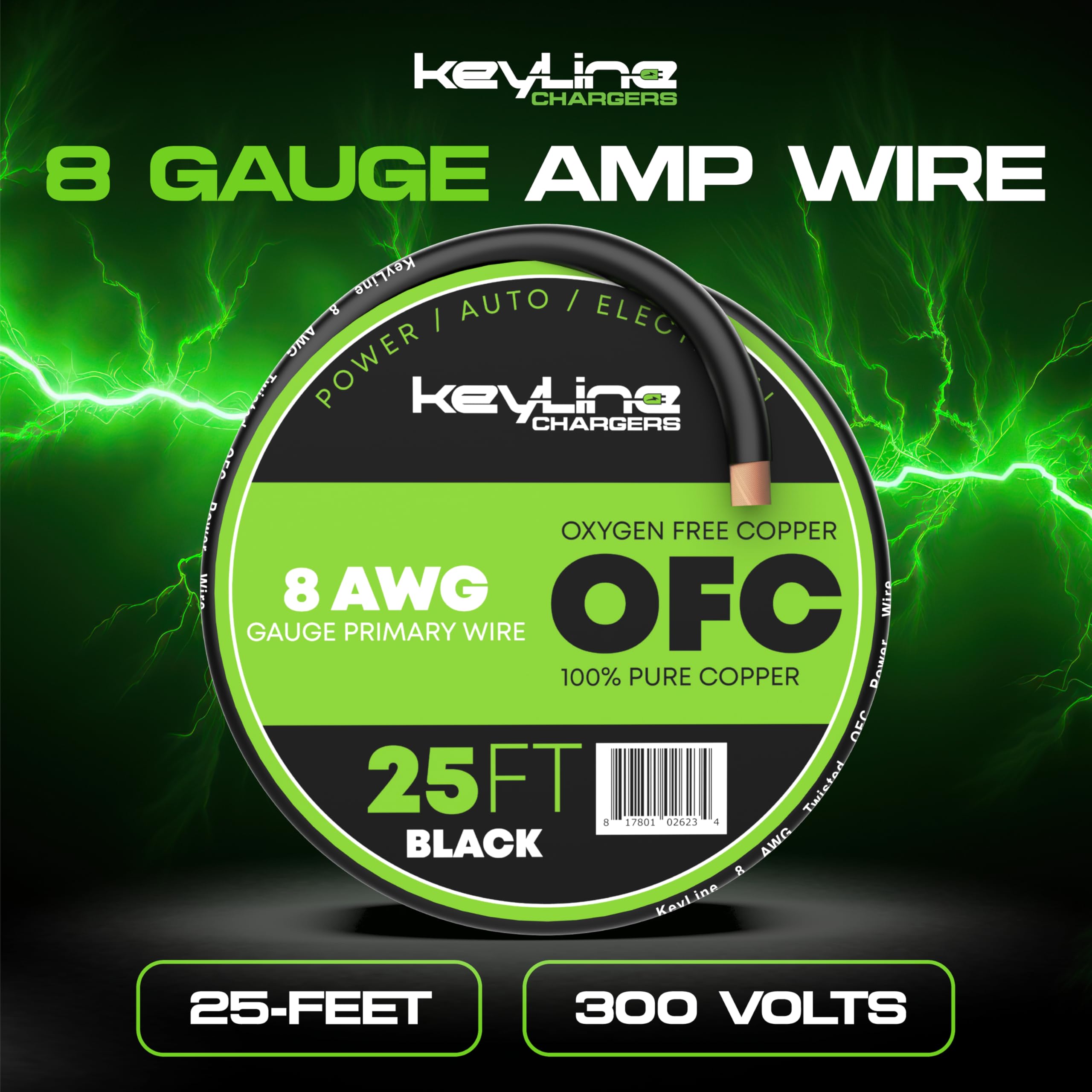 Amazon.com: 8 Gauge Wire (25ft) AWG Amp Battery Cable for