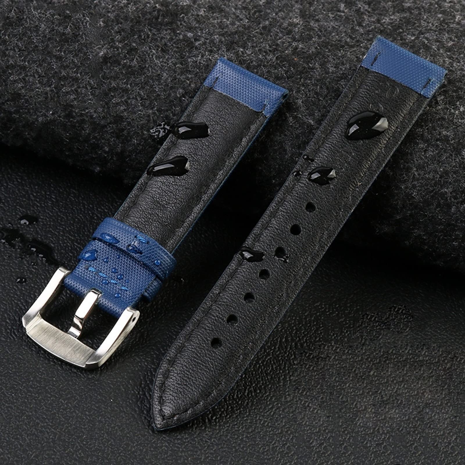 Bracelet de Montre en Cuir, Bracelet de Montre Unisexe étanche en Nylon 20/22 mm avec Coussinet Confortable Cuir Veau
