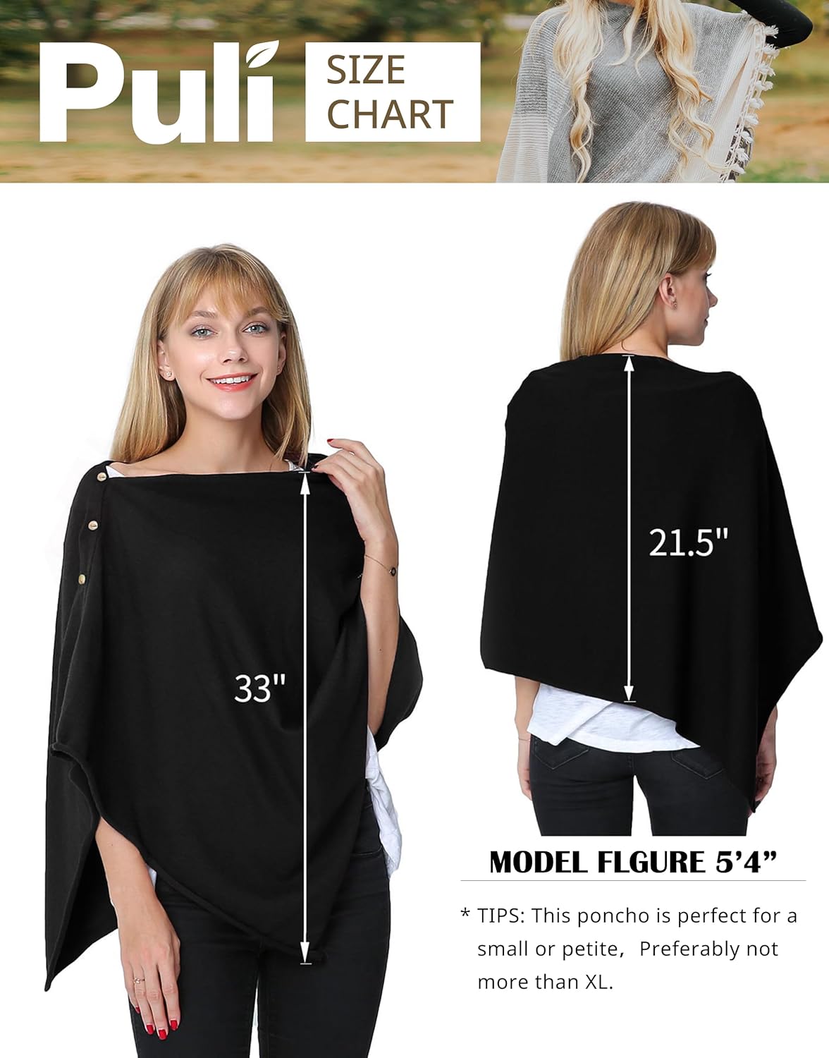 PULI Women's Versatile Knitted Shawls Scarf Poncho Sweater with Buttons Lightweight Spring Summer Fall Wraps - Image 5