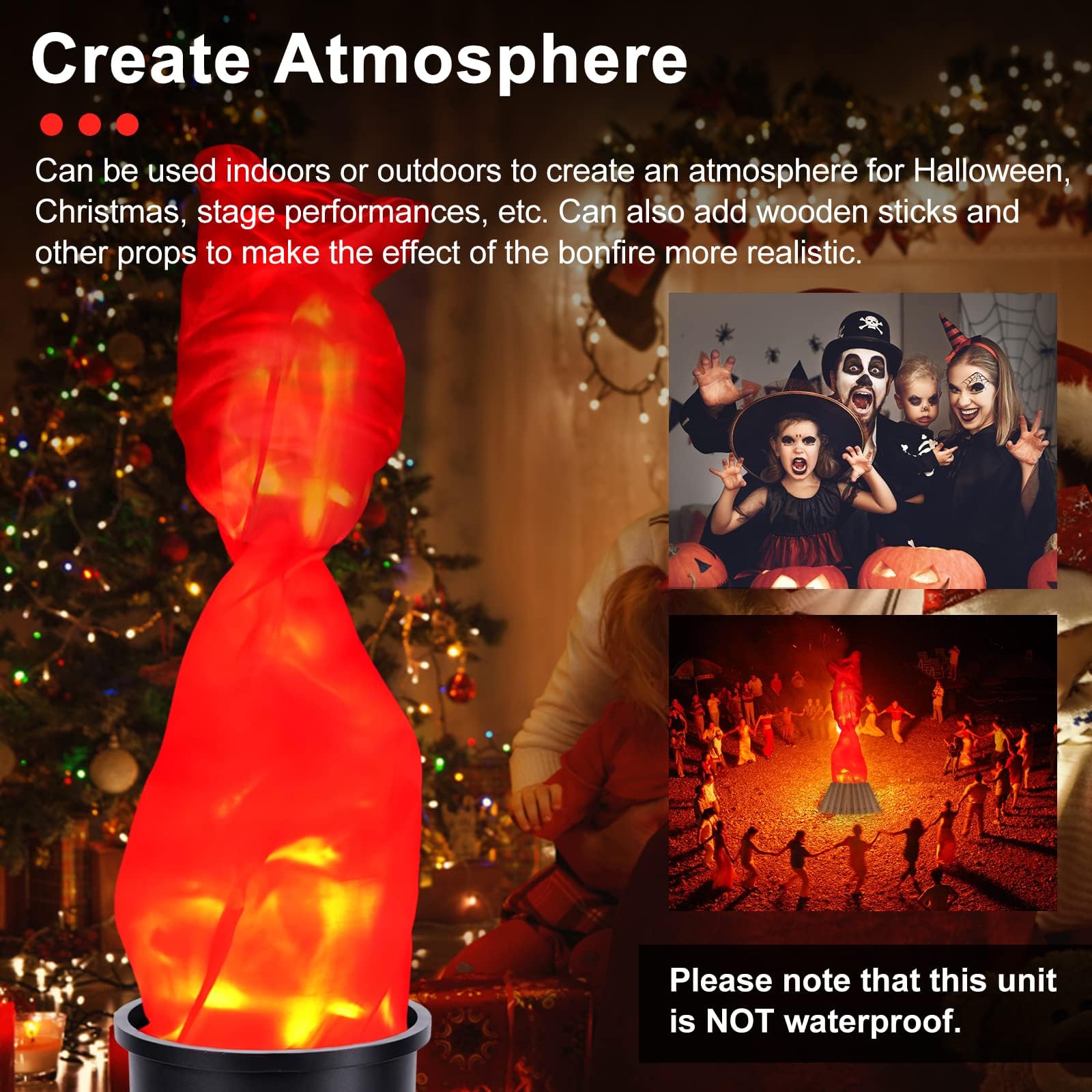 Fake Fire Flame Light, Realistic Fake LED Campfire with 10 x 3W LED Beads, LED Flame Lamp Stage Lights, Atmosphere Effect Simulated Campfire Light for Restaurants Bonfire Party (1.8m/5.91ft)