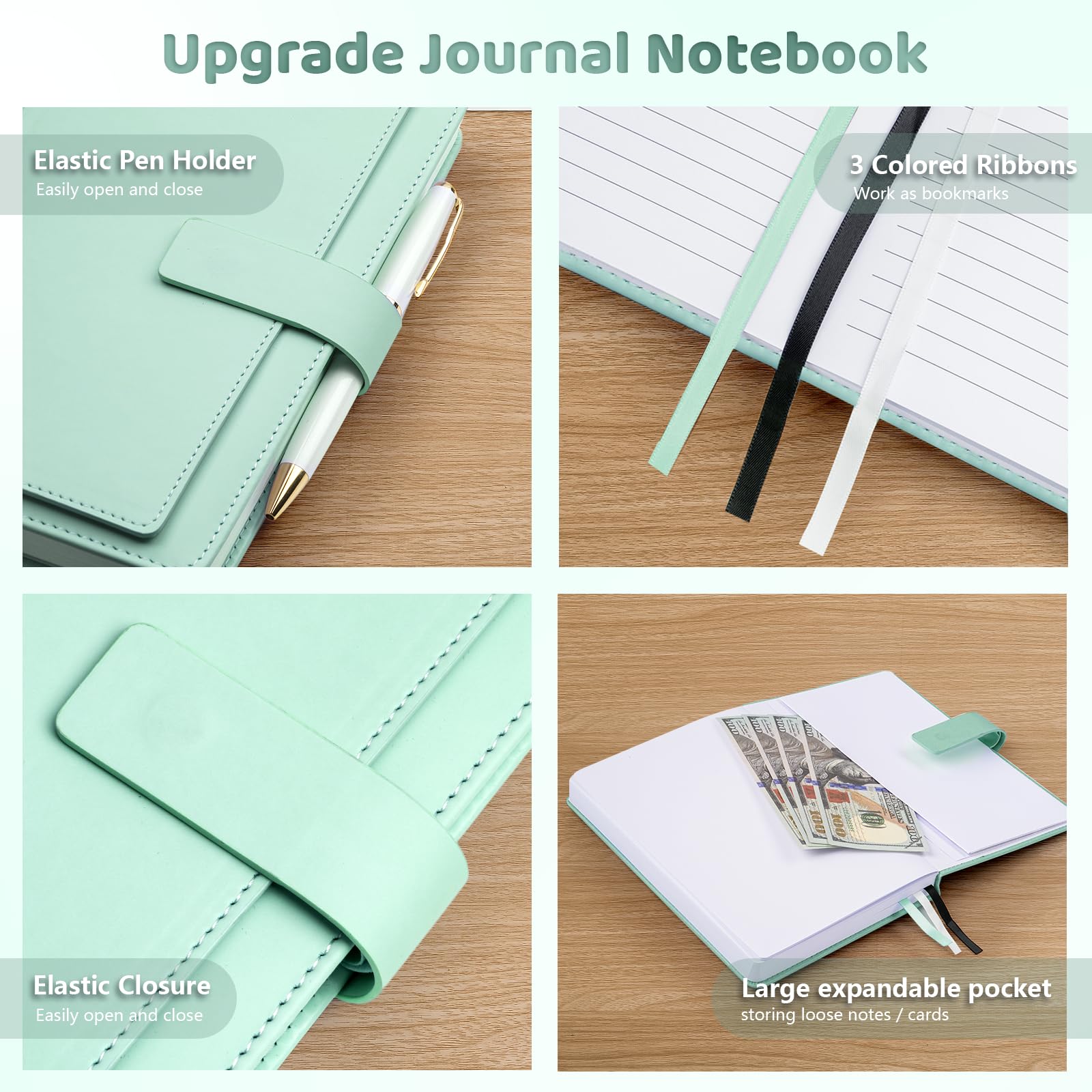 Notatnik w linie dla mężczyzn i kobiet, skórzany, twarda okładka, notatnik w linie do pracy, szkoły, 256 stron papieru 100 g/m², rozmiar A5; długopis w zestawie, spersonalizowany prezent dla