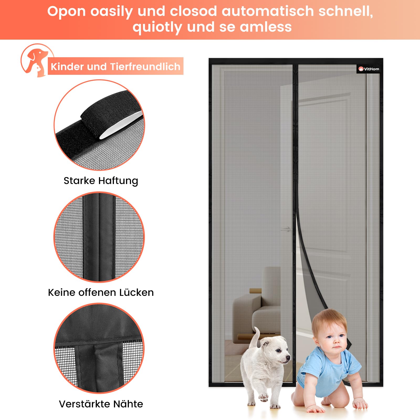 Magnetic Fly Screen Door 85 X 200 Cm Balcony Door Window Door Patio Door No Drilling Black - View #7