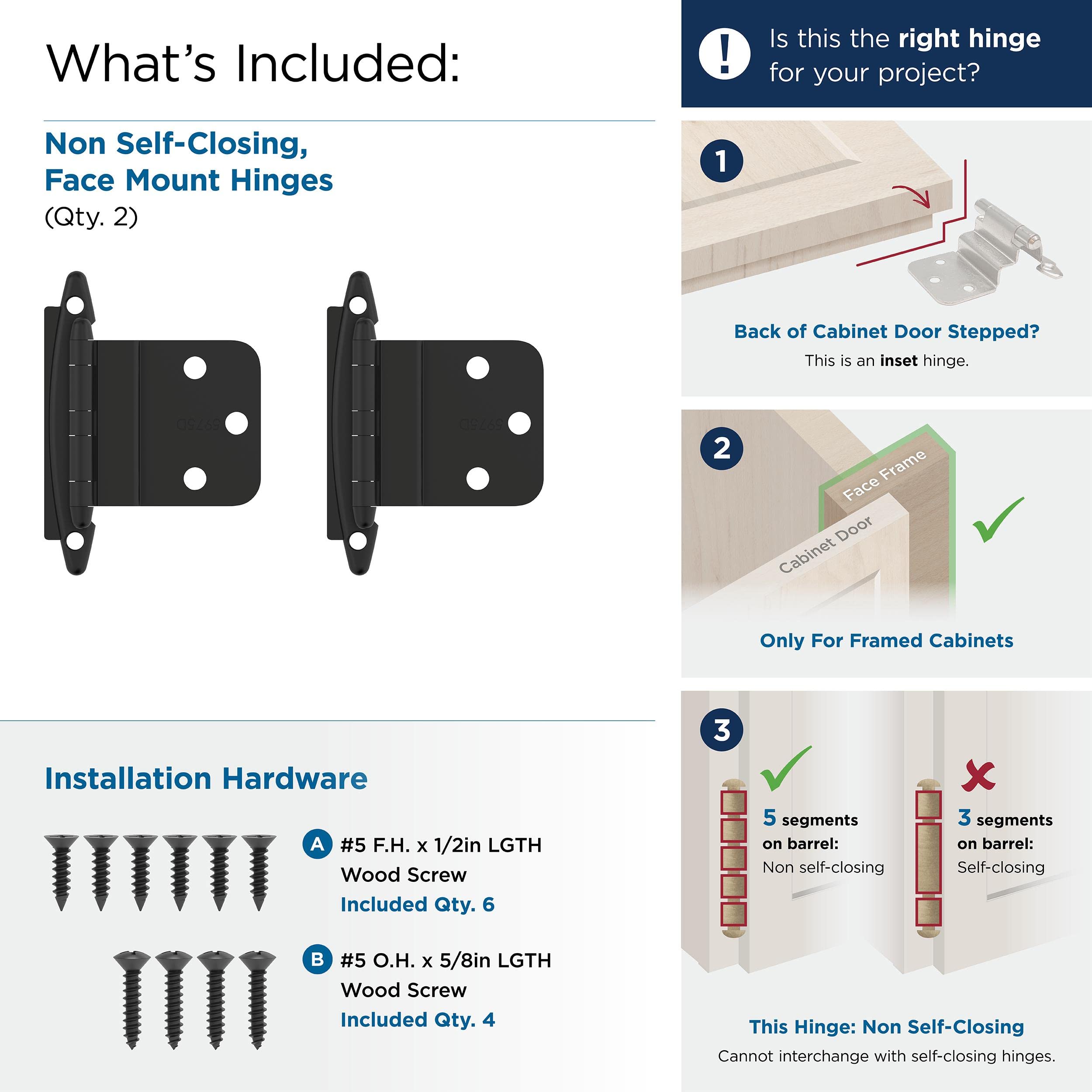Amerock BPR3417FB Hinge, Matte Black, Non Self-Closing - Image 3