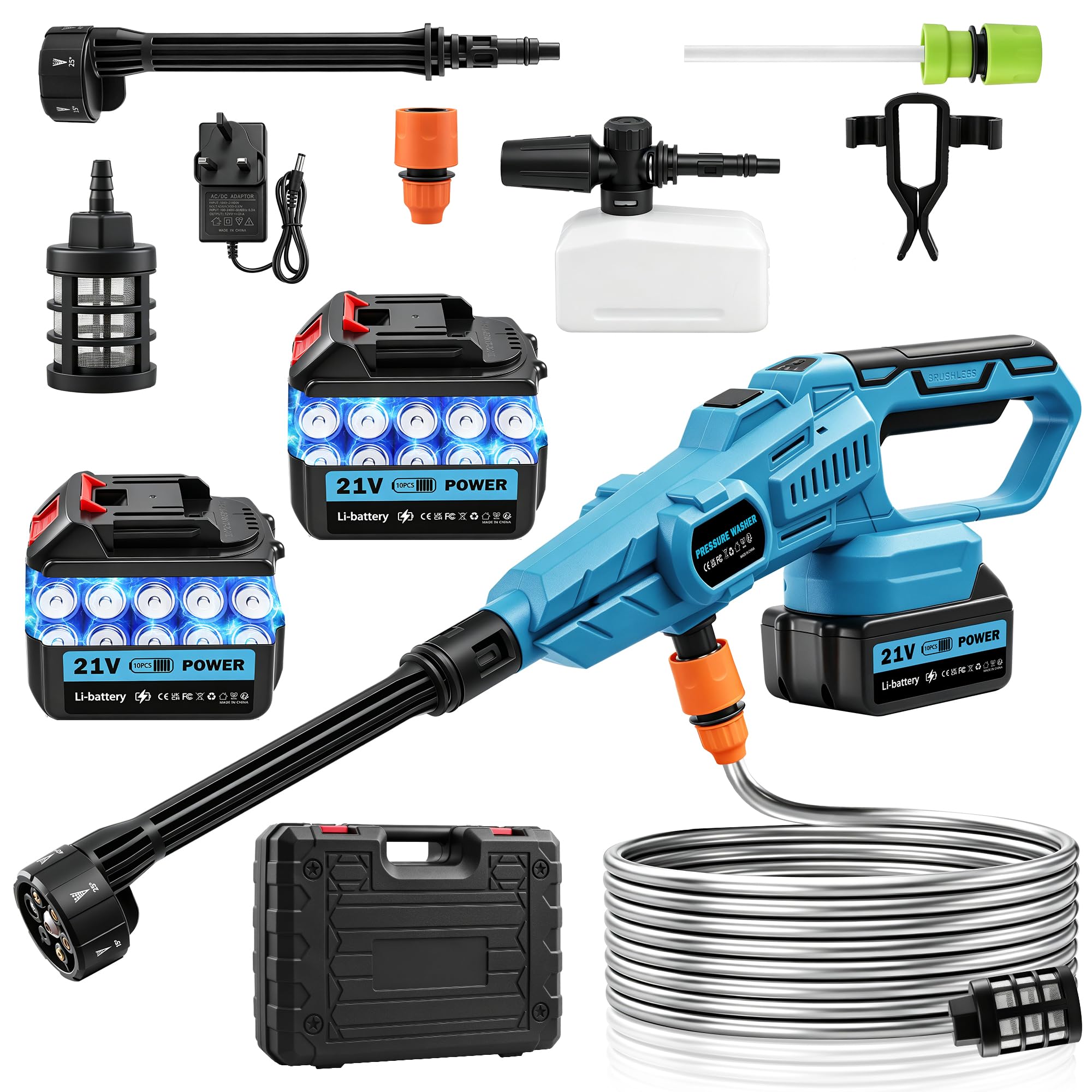 Yelyee Cordless Pressure Washer Portable Max 120 Bar Power 2 x 3000mAh Battery | Pressure Washers Kit with 6-in-1 Nozzle Jet Wash for Car Washing Floor Garden Cleaning — image 1