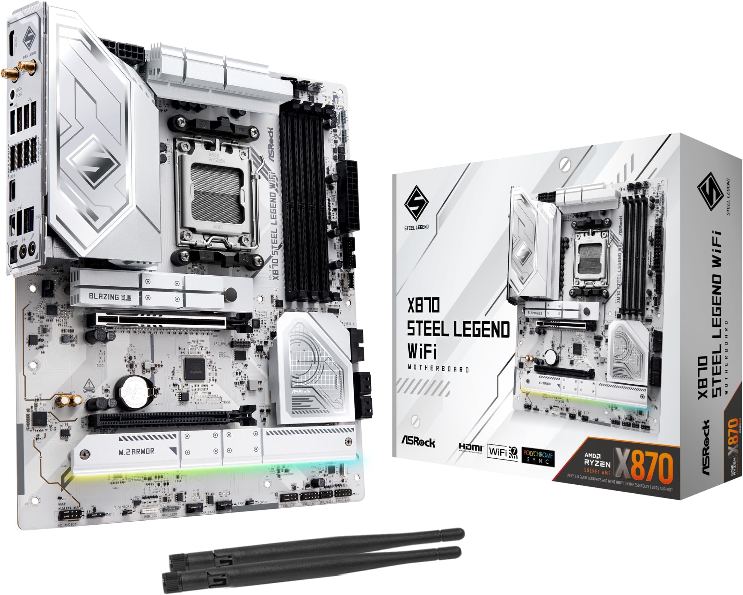 ASRock Motherboard X870 Steel Legend WiFi AMD Ryzen 9000 Series CPU Compatible (Socket AM5) X870 Chipset ATX Motherboard [Domestic Authorized Distributor Product]