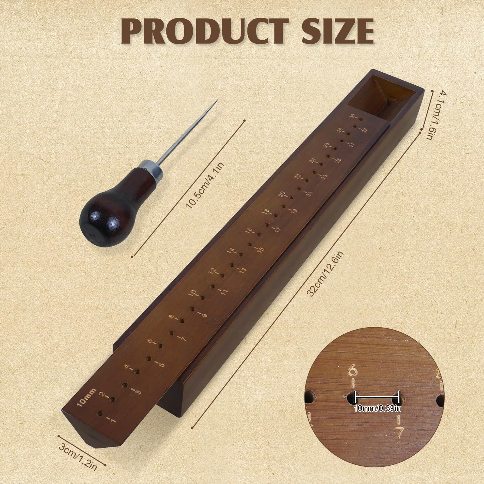 Culla per rilegatura in legno da 32 cm con punteruolo, strumenti di punzonatura firma per fai da te, rilegatura di libri e accessori da cucito, culla da taglio in legno per legare libri, con