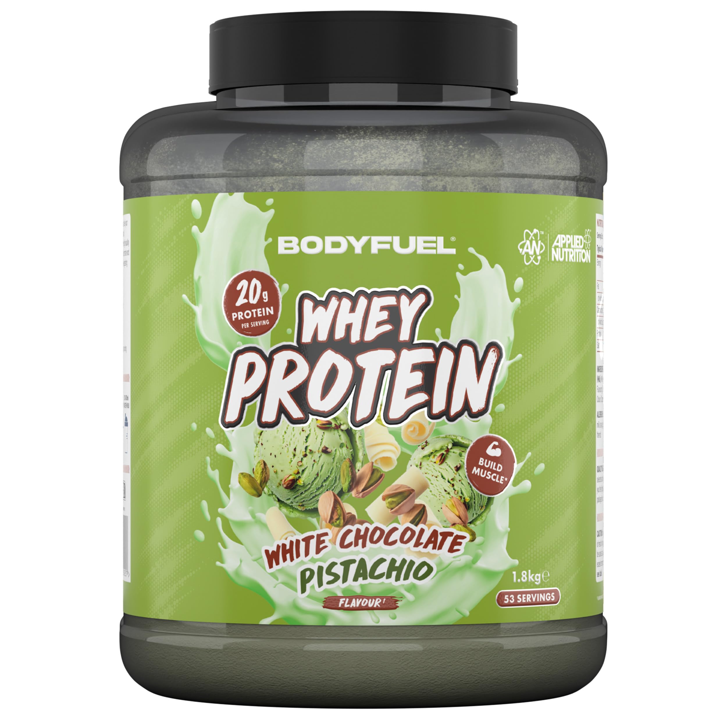 Bodyfuel Whey Protein Powder - 20g Protein for Muscle Recovery & Weight Management - Low-Calorie, Keto-Friendly - (1.8kg - 53 Servings) (White Chocolate Pistachio)