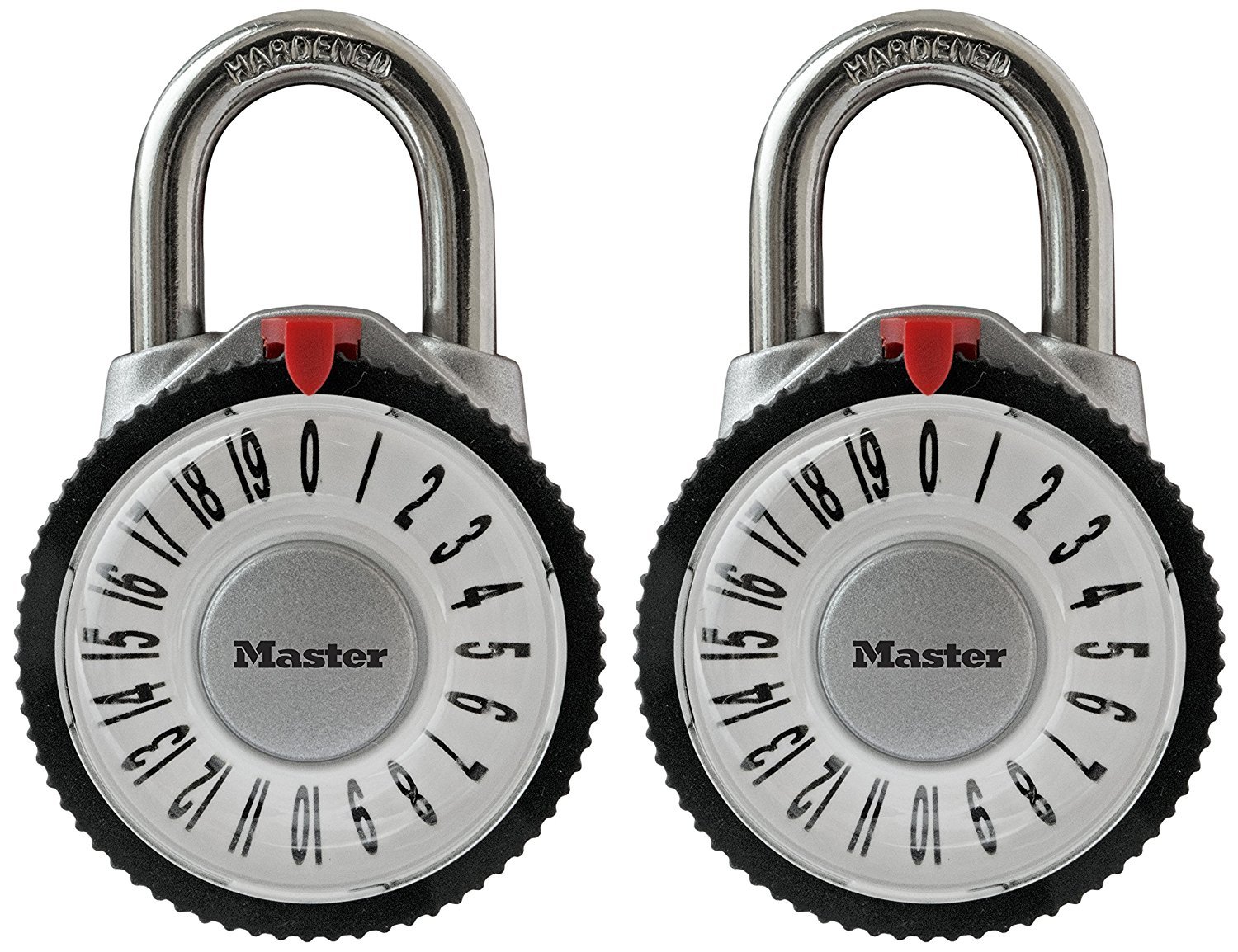 Master Lock Candado de combinación 1588T con lente de aumento, colores surtidos, paquete de 2
