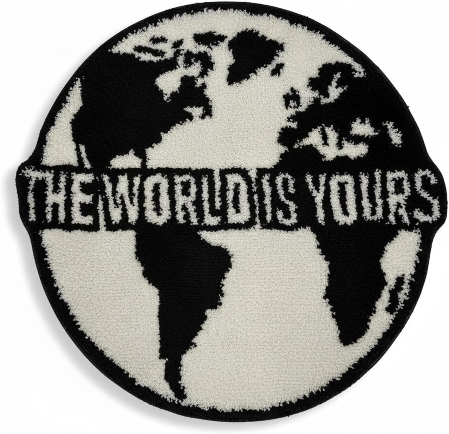 THE World is Yours Rug (31in) – Tufted Rug for Living Room, Hypebeast Decor Carp Design, Soft Unique Area Rug for Home, Fun Decor Accent Mats (Black)